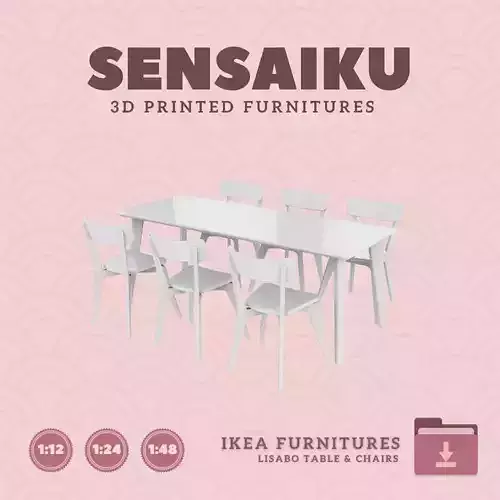 LISABO Table and Chair Combination 4 for Dollhouse IKEA 3D Print