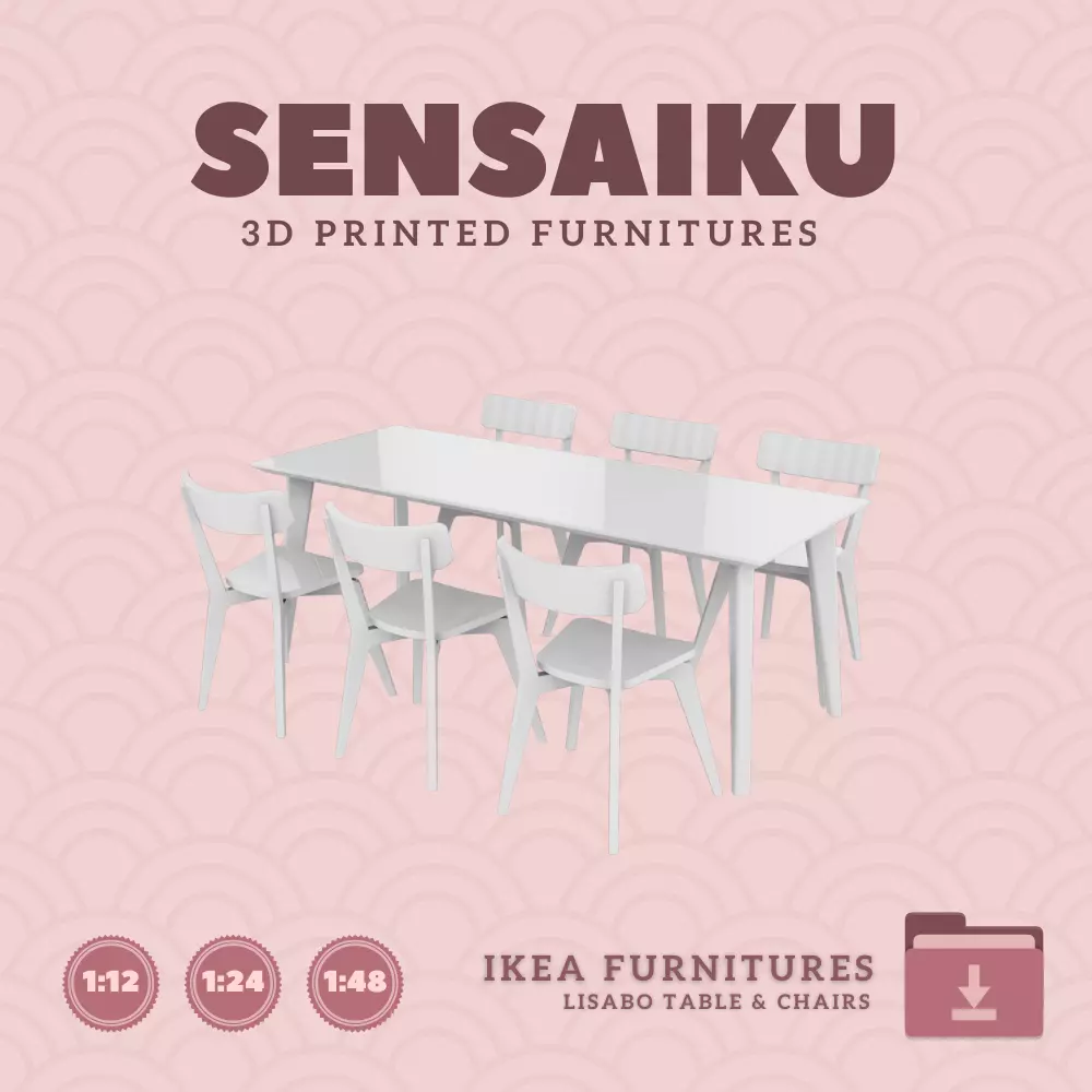 LISABO Table and Chair Combination 4 for Dollhouse IKEA 3D Print 3D print model