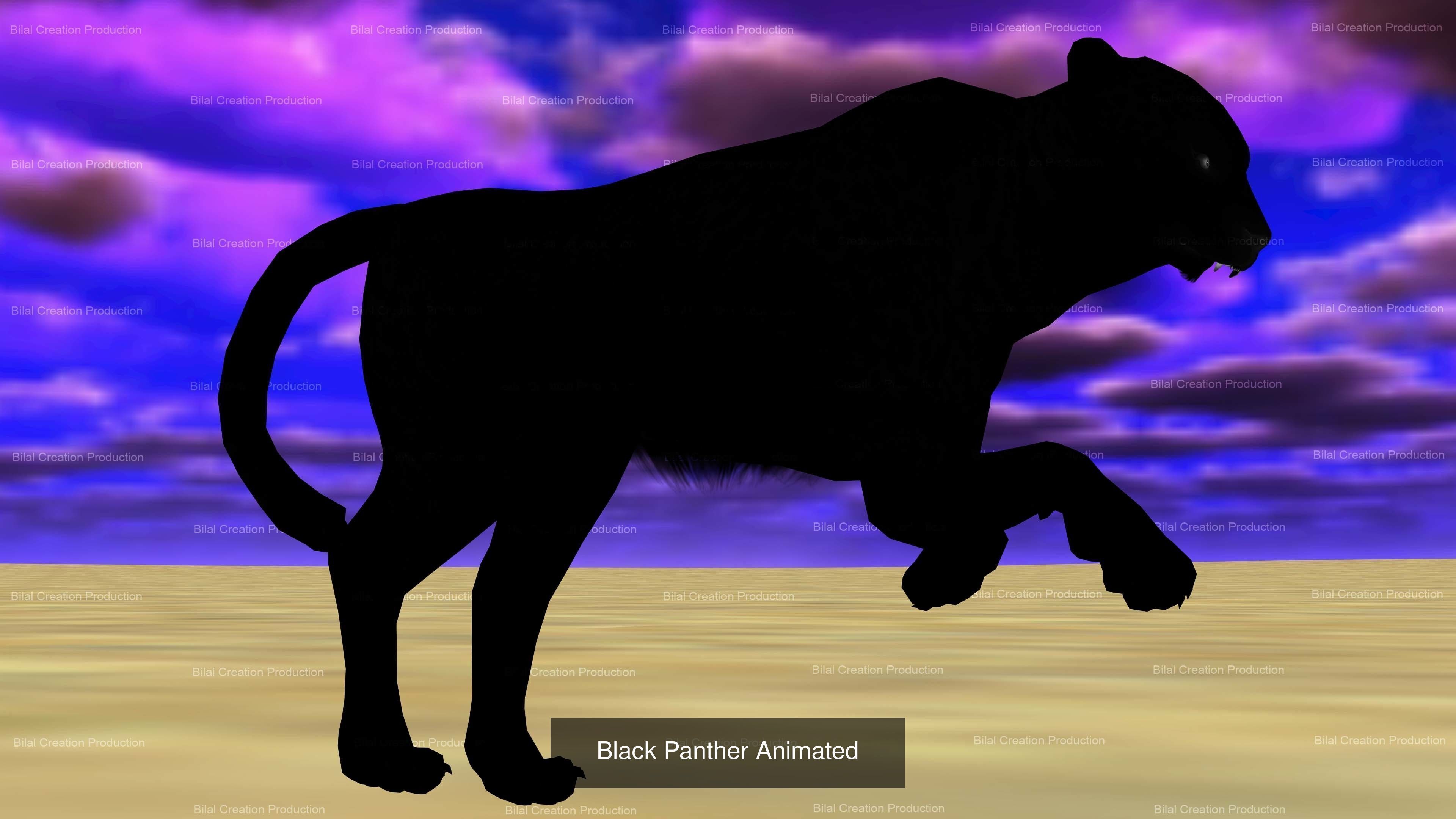 5 PACK OF PANTHER HORSE DONKEY CAT BULL 3D Model Collection_7