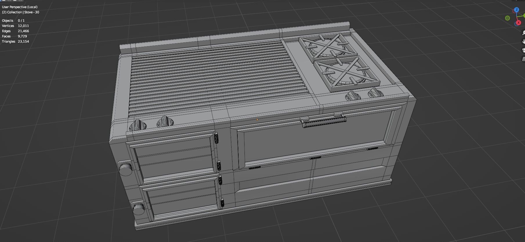 Low Poly 5 Gas Stoves Mini Pack 6 - Gameready - Untextured Low-poly 3D model_10