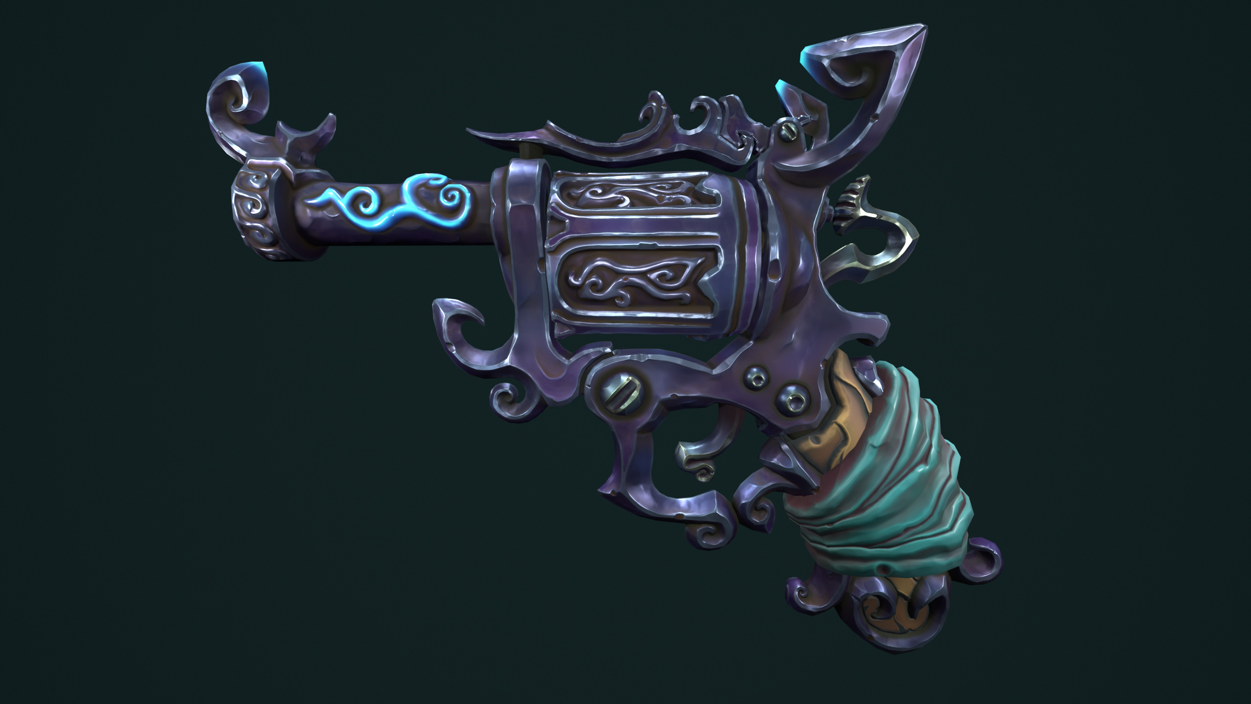 Stylized pirate revolver 3d print 3D print model_4