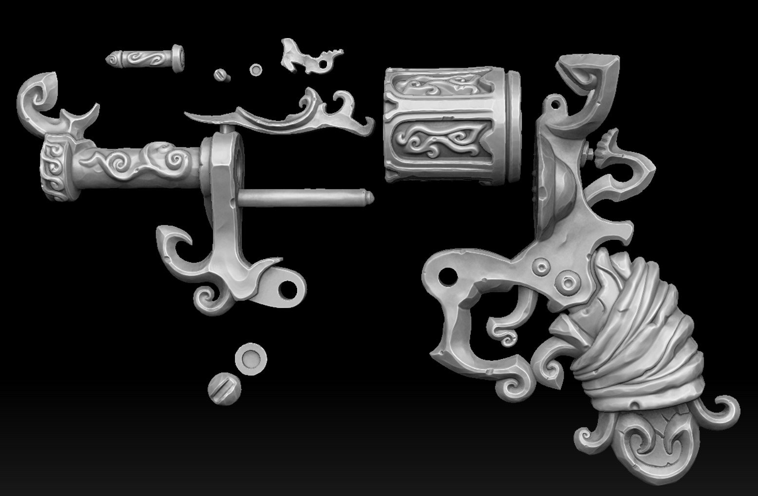 Stylized pirate revolver 3d print 3D print model_2