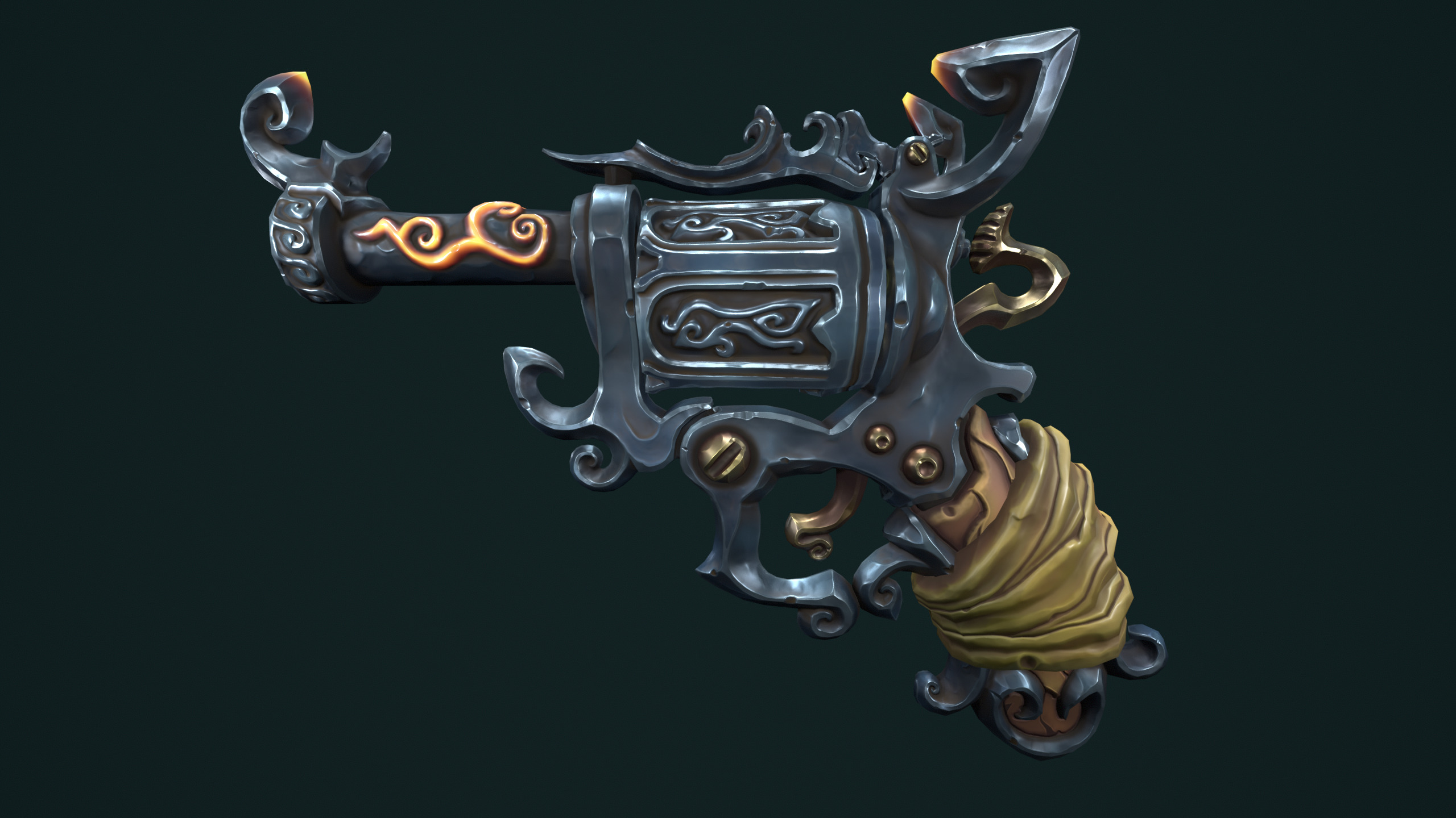 Stylized pirate revolver 3d print 3D print model_5