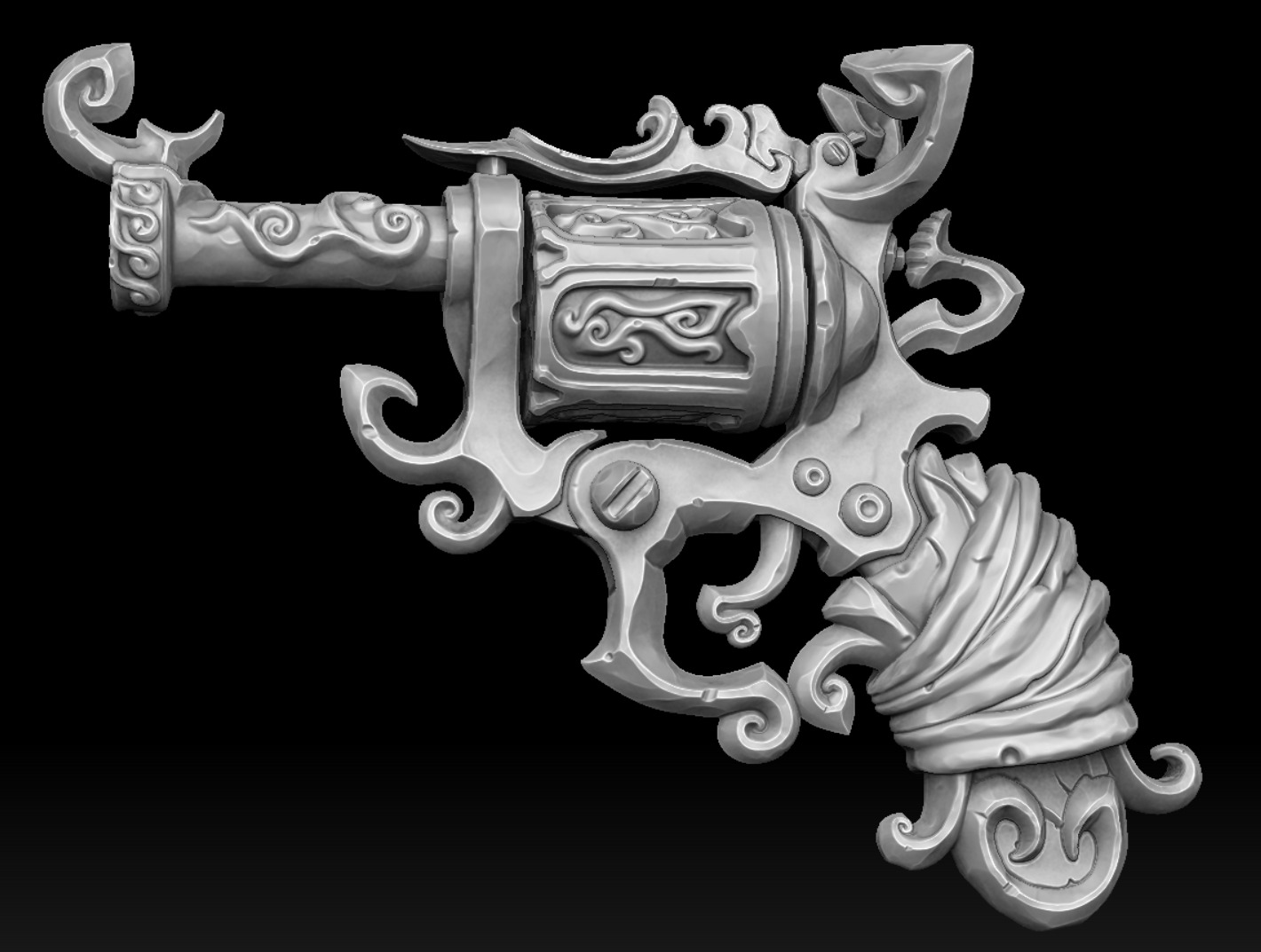 Stylized pirate revolver 3d print 3D print model_1