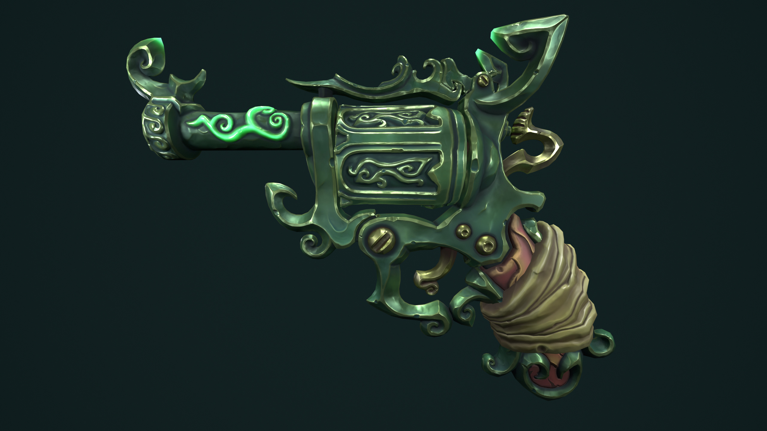 Stylized pirate revolver 3d print 3D print model_8