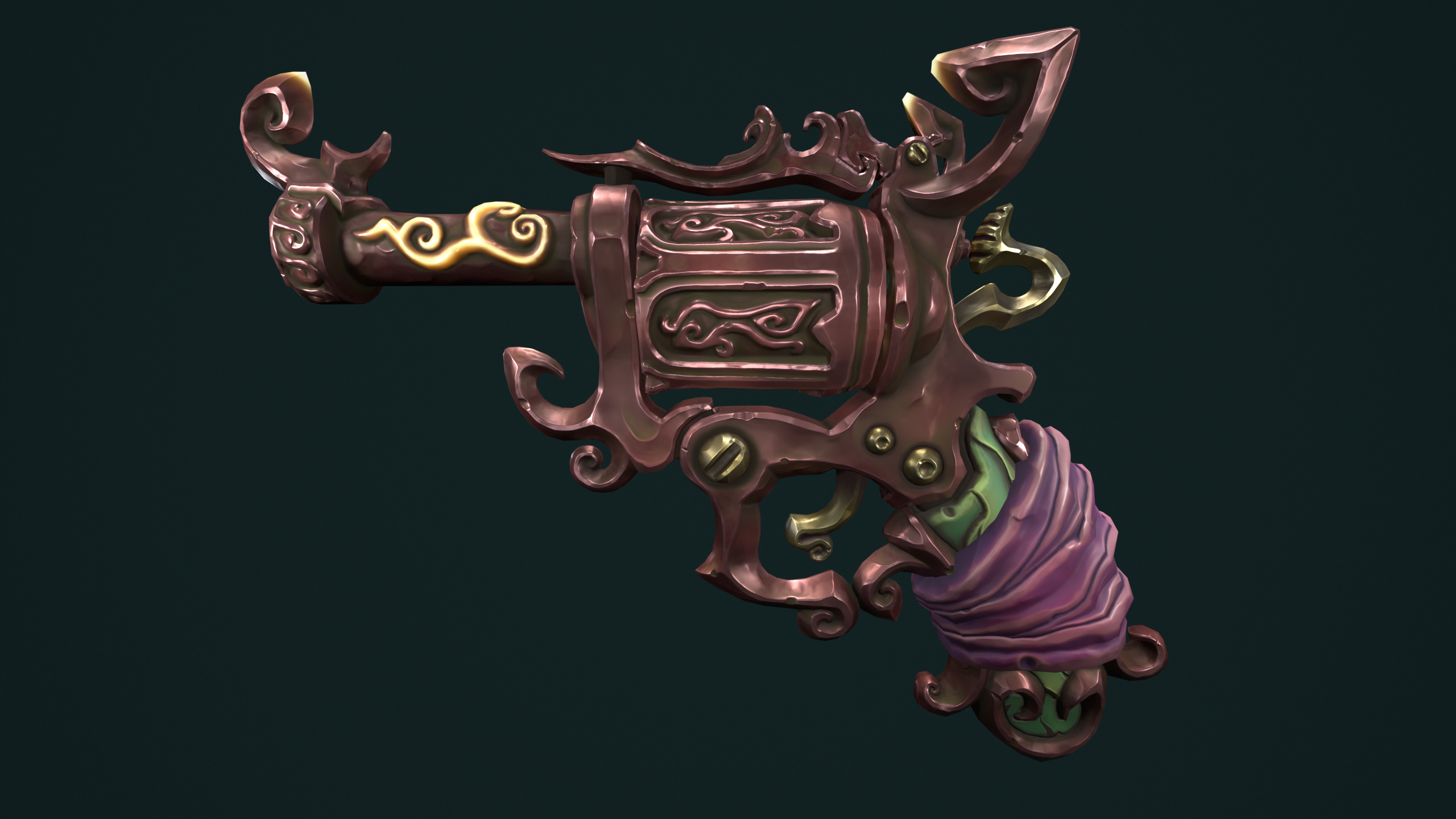 Stylized pirate revolver 3d print 3D print model_7