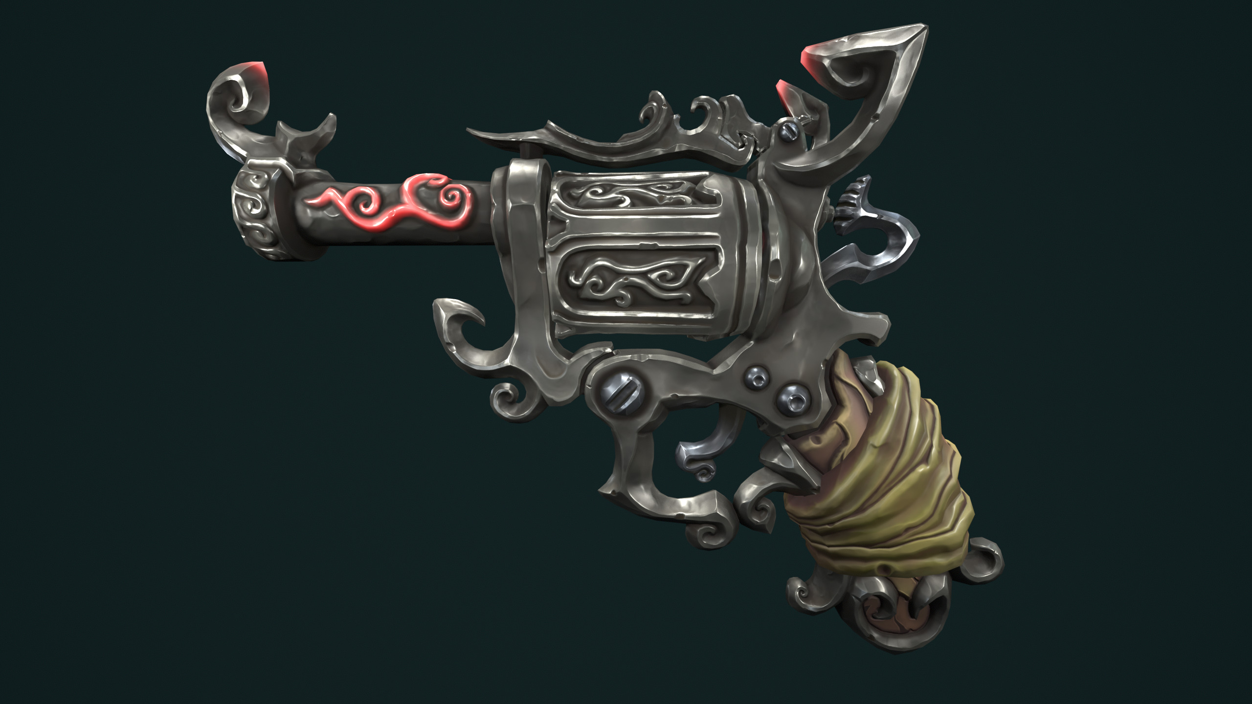 Stylized pirate revolver 3d print 3D print model_9