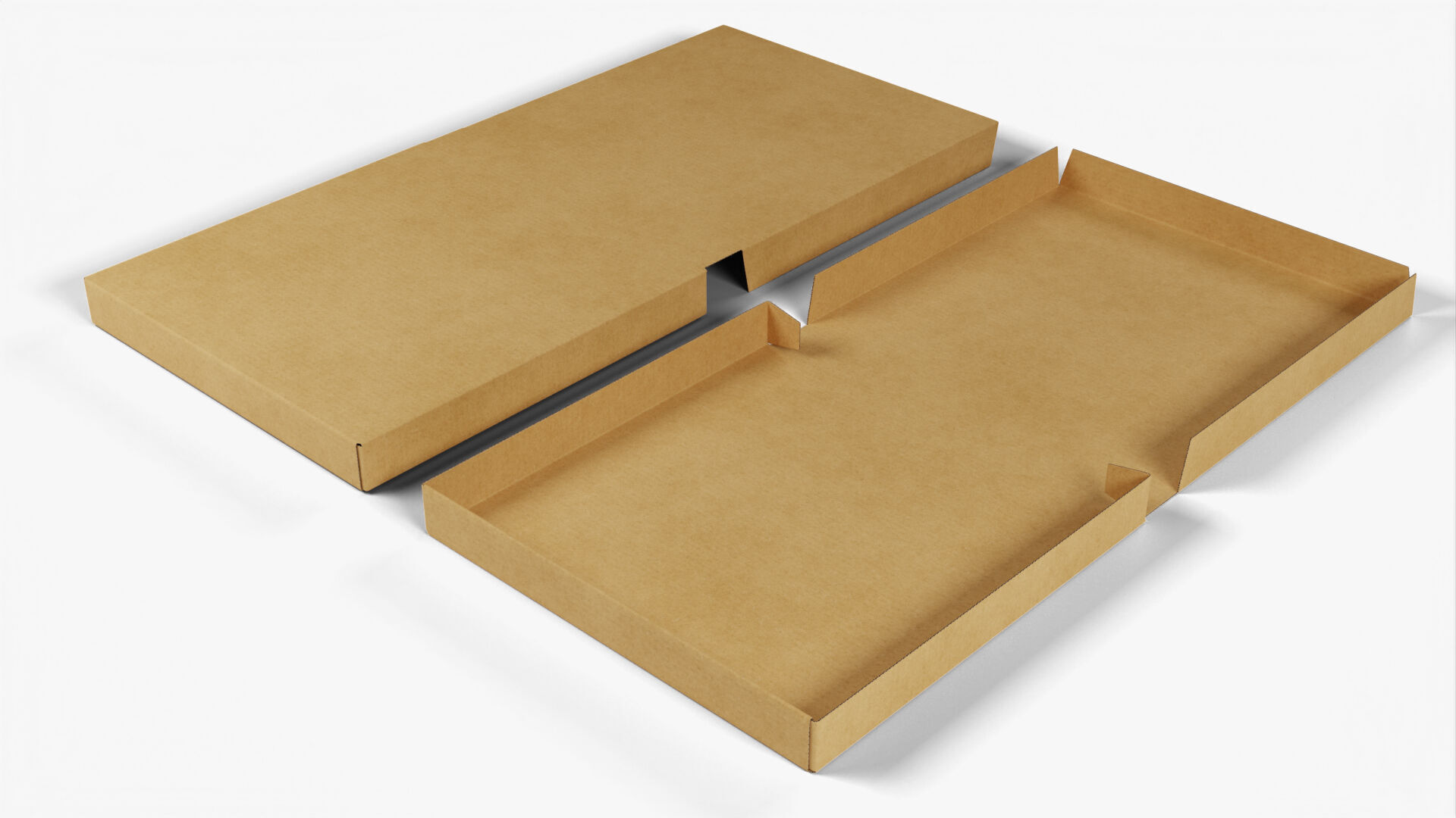 4 inch Kraft Paper Full Open Pizza Box 3D model_7