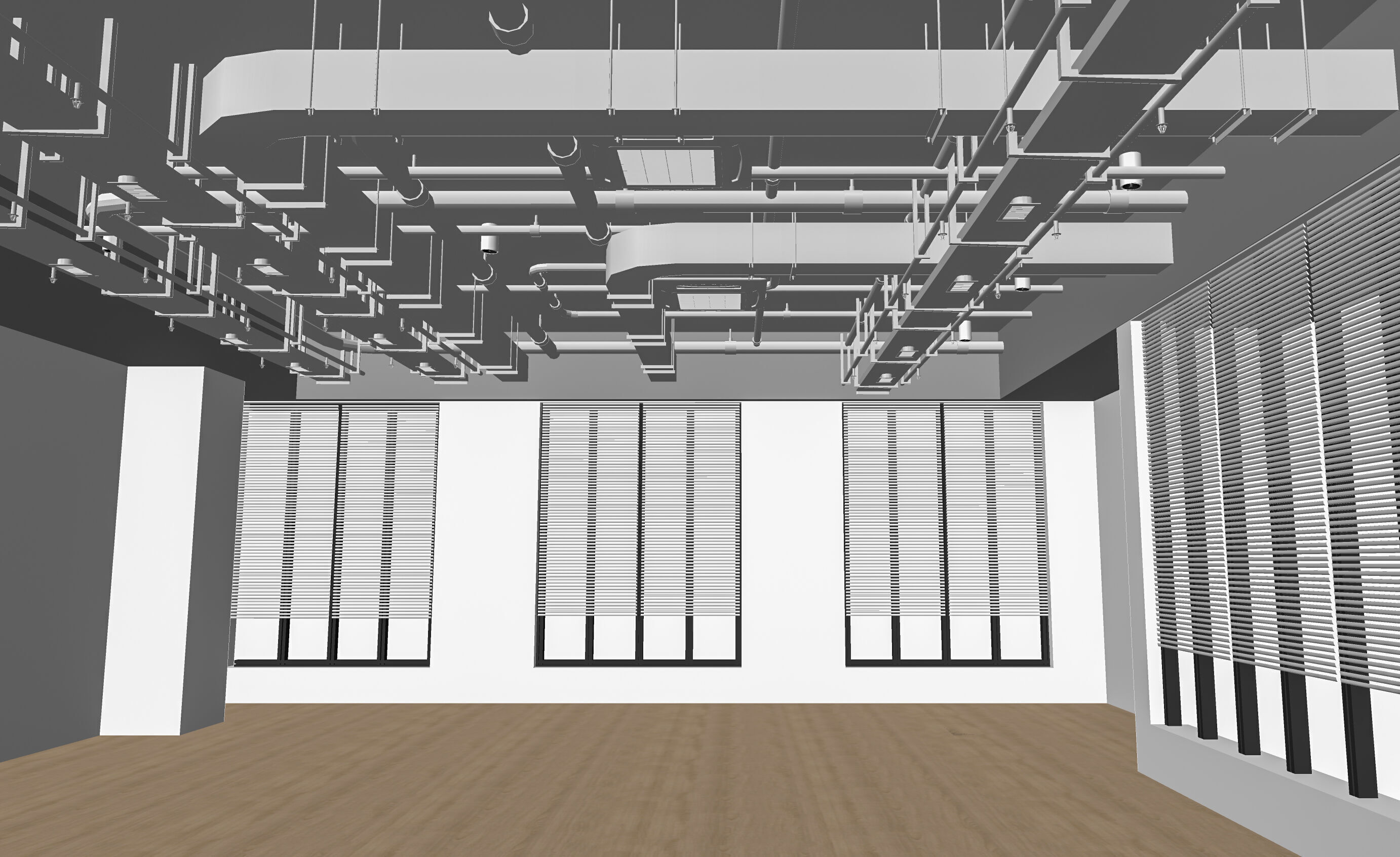 Industrial ceiling pipe arc-shaped 3D model_1