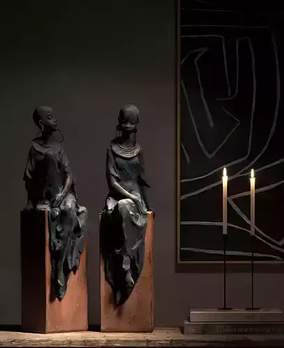 American retro deco art African portrait sculpture decoration