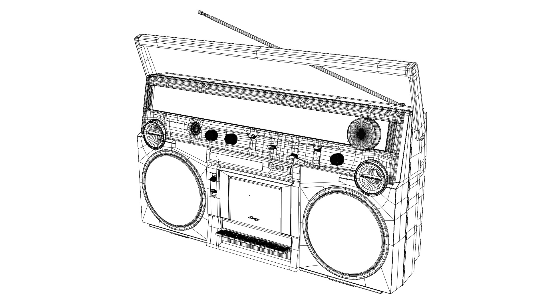 TOSHIBA RT-200S BOOMBOX FROM 1983 Low-poly 3D model_7