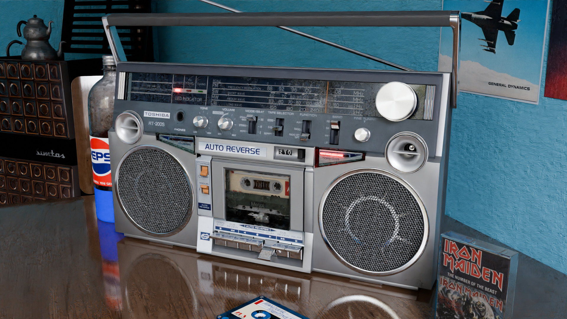 TOSHIBA RT-200S BOOMBOX FROM 1983 Low-poly 3D model_5