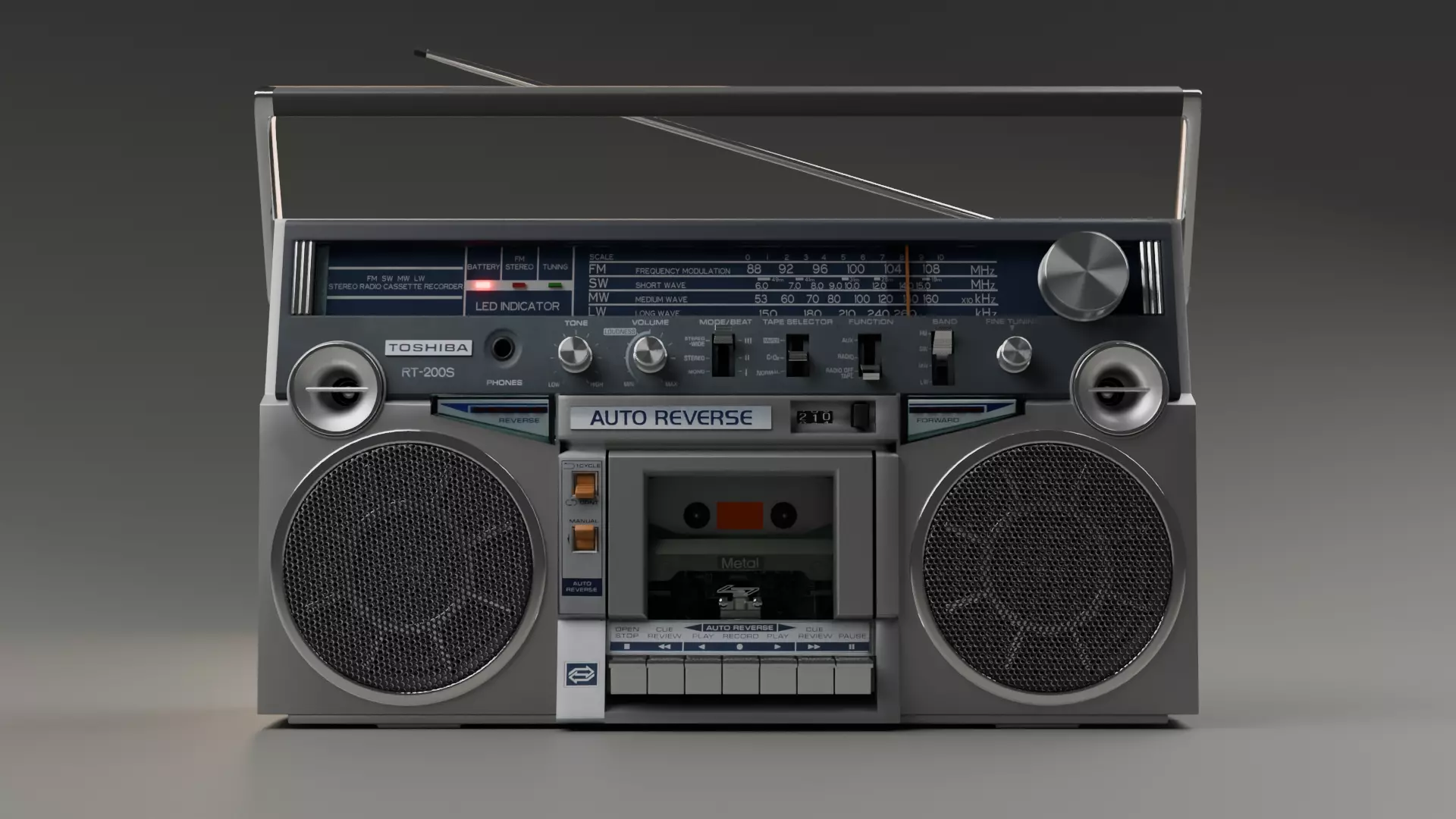 TOSHIBA RT-200S BOOMBOX FROM 1983 Low-poly 3D model_0