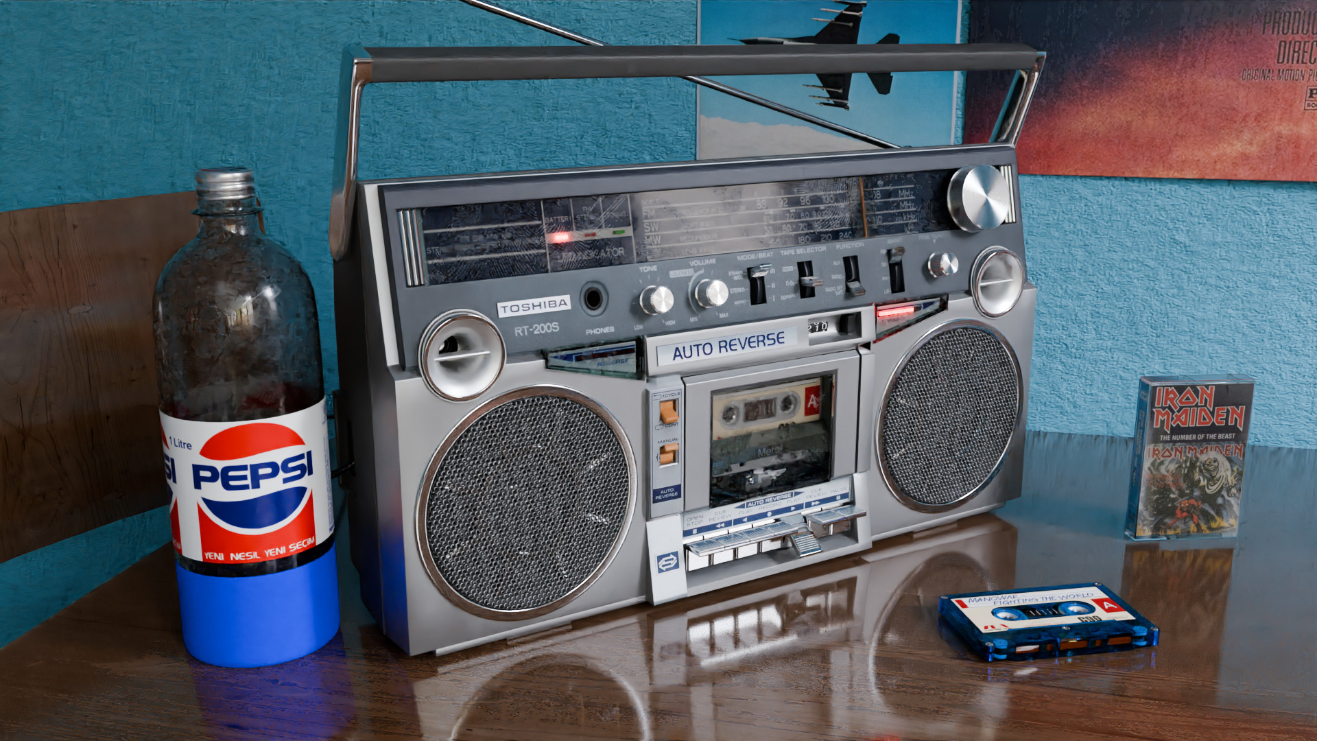 TOSHIBA RT-200S BOOMBOX FROM 1983 Low-poly 3D model_4