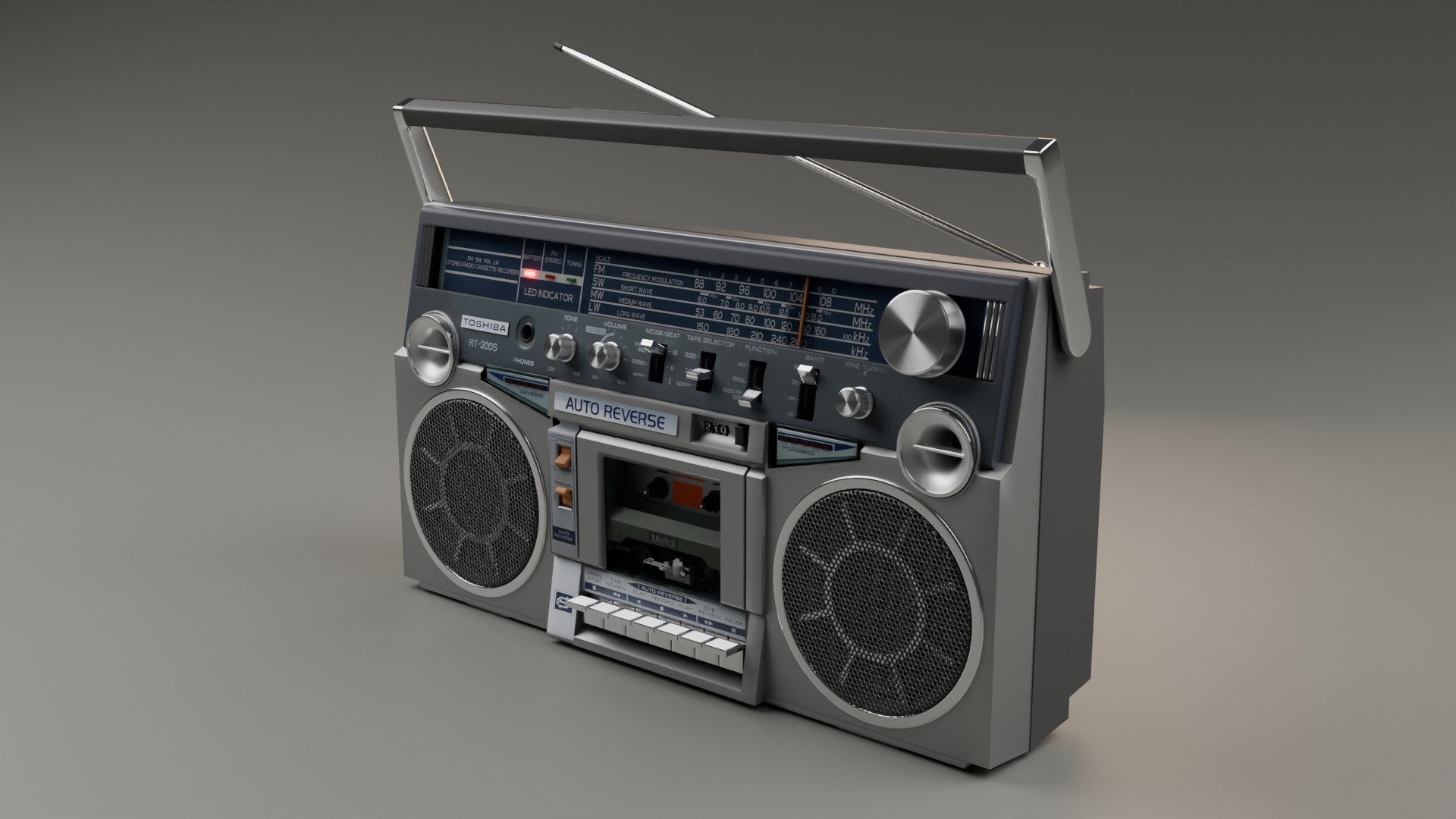 TOSHIBA RT-200S BOOMBOX FROM 1983 Low-poly 3D model_2