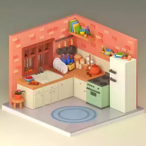 Isometric Kitchen 3d Model