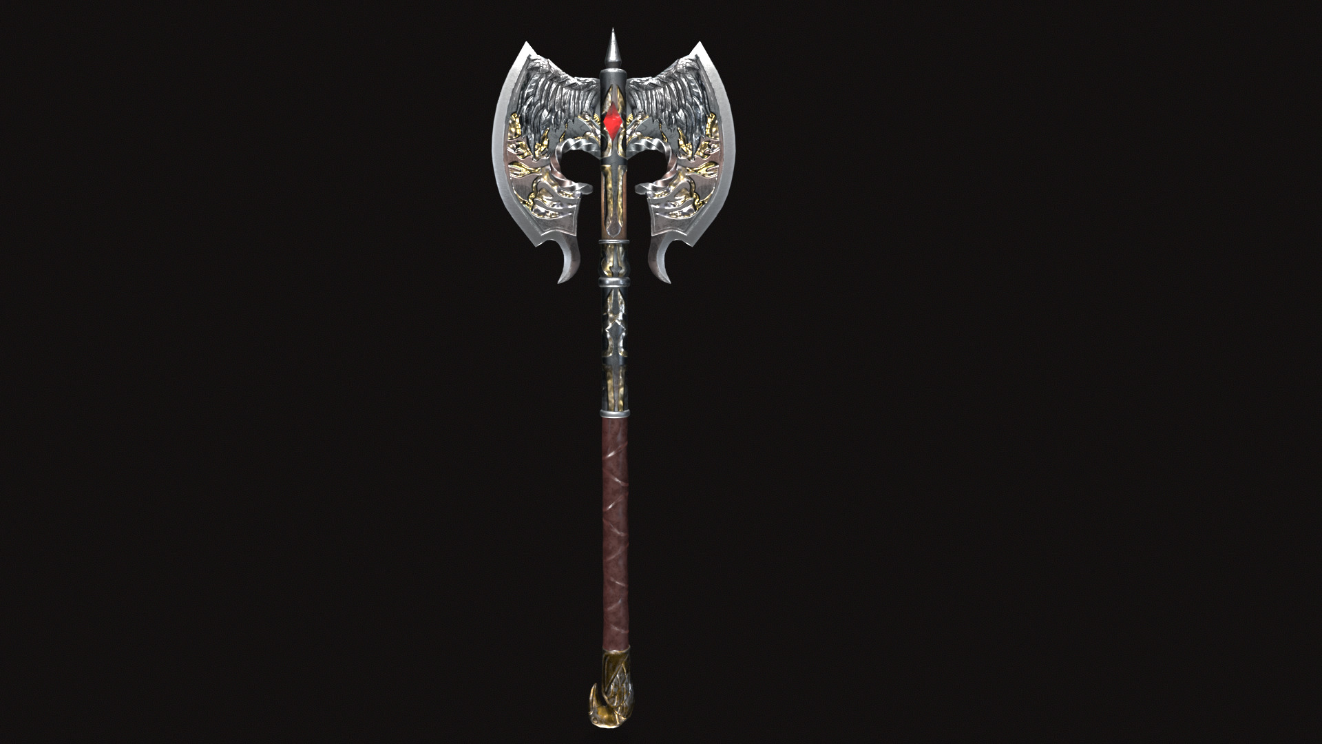 Fantasy Weapon Axe V04 Low-poly 3D model_4