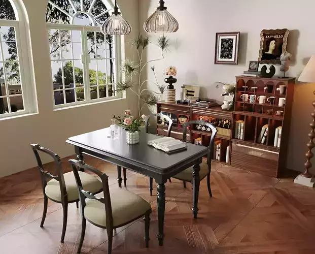 Medieval retro home furnishing restaurant Daotai restaurant 3D model