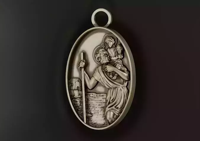 Saint Christopher pendant 3D print model