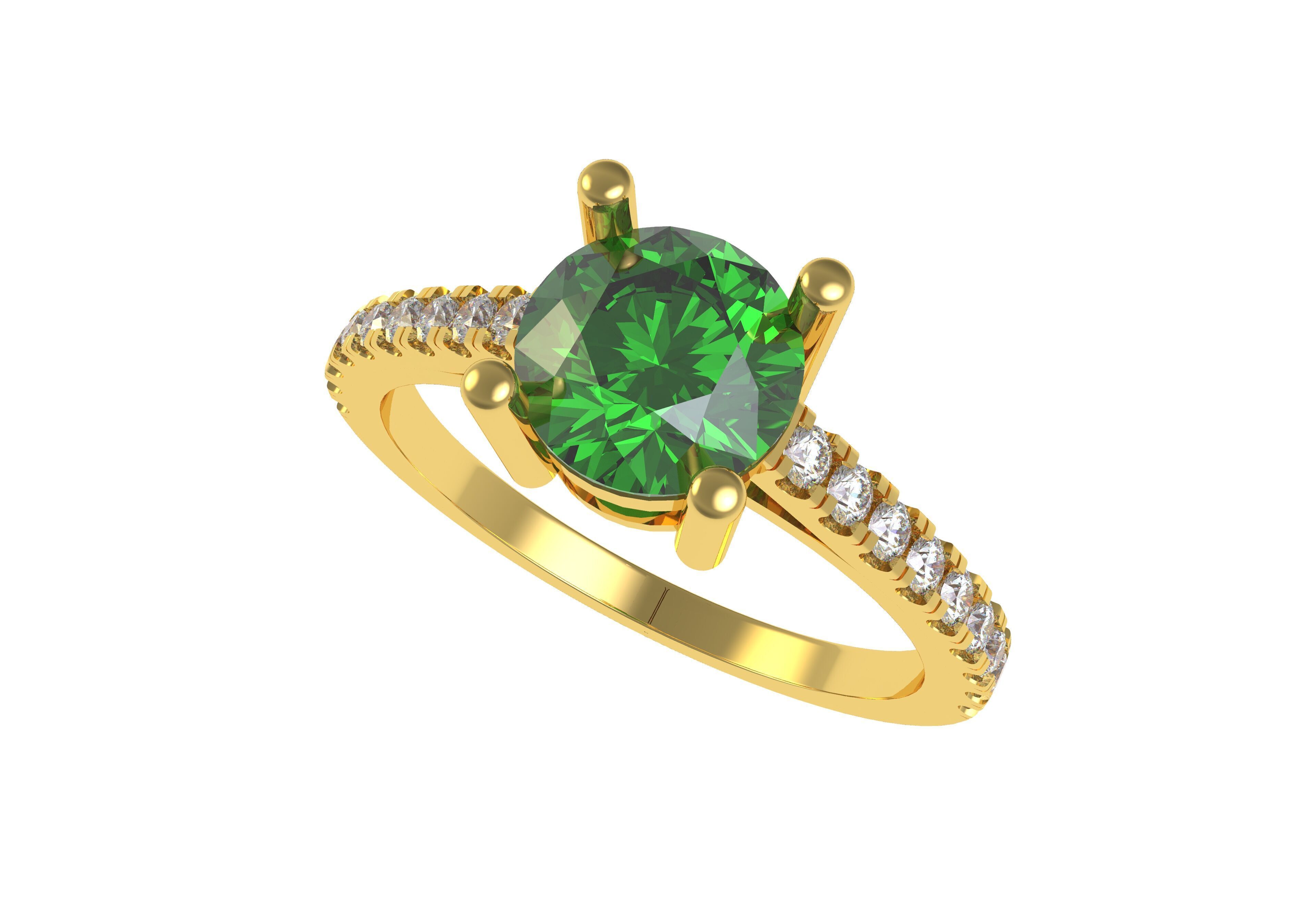 Round Stone with Micro Prong Setting Solitaire Ring 3D print model_2