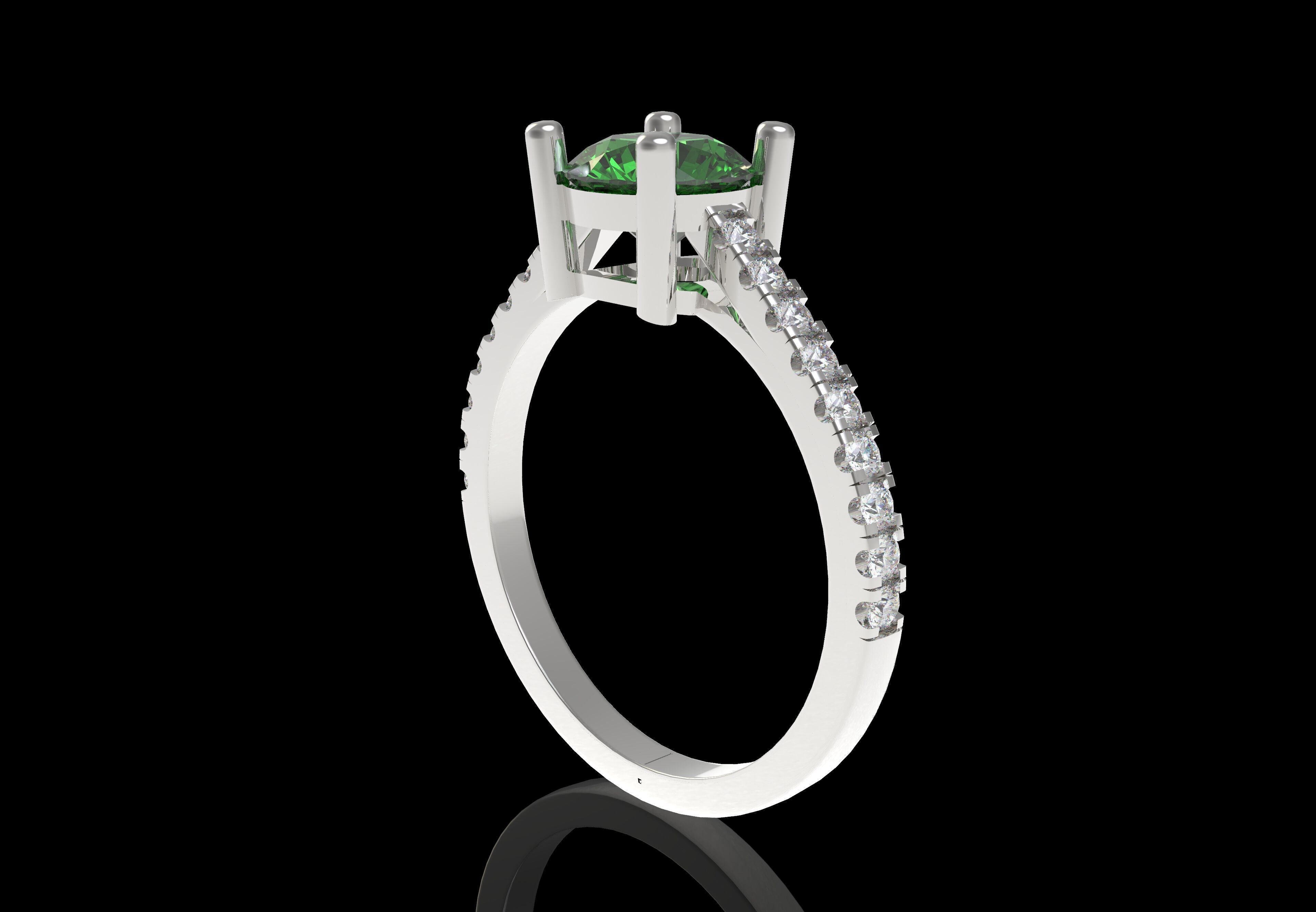 Round Stone with Micro Prong Setting Solitaire Ring 3D print model_16