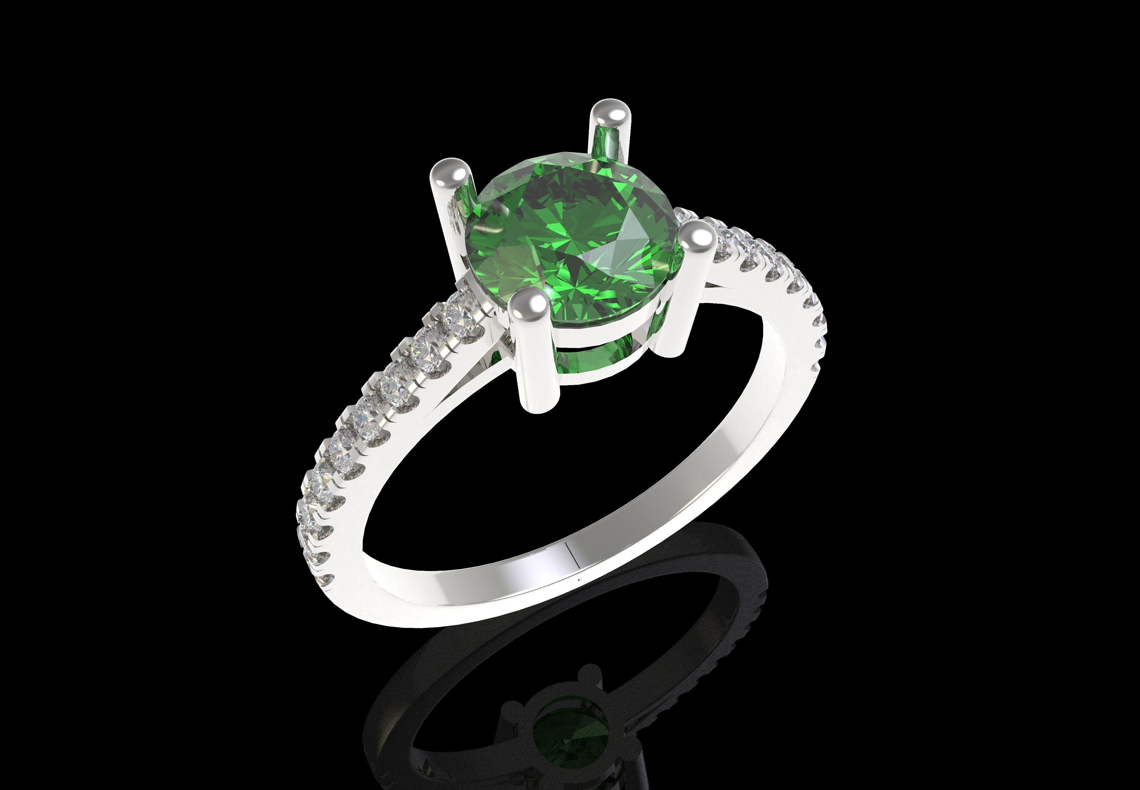 Round Stone with Micro Prong Setting Solitaire Ring 3D print model_15