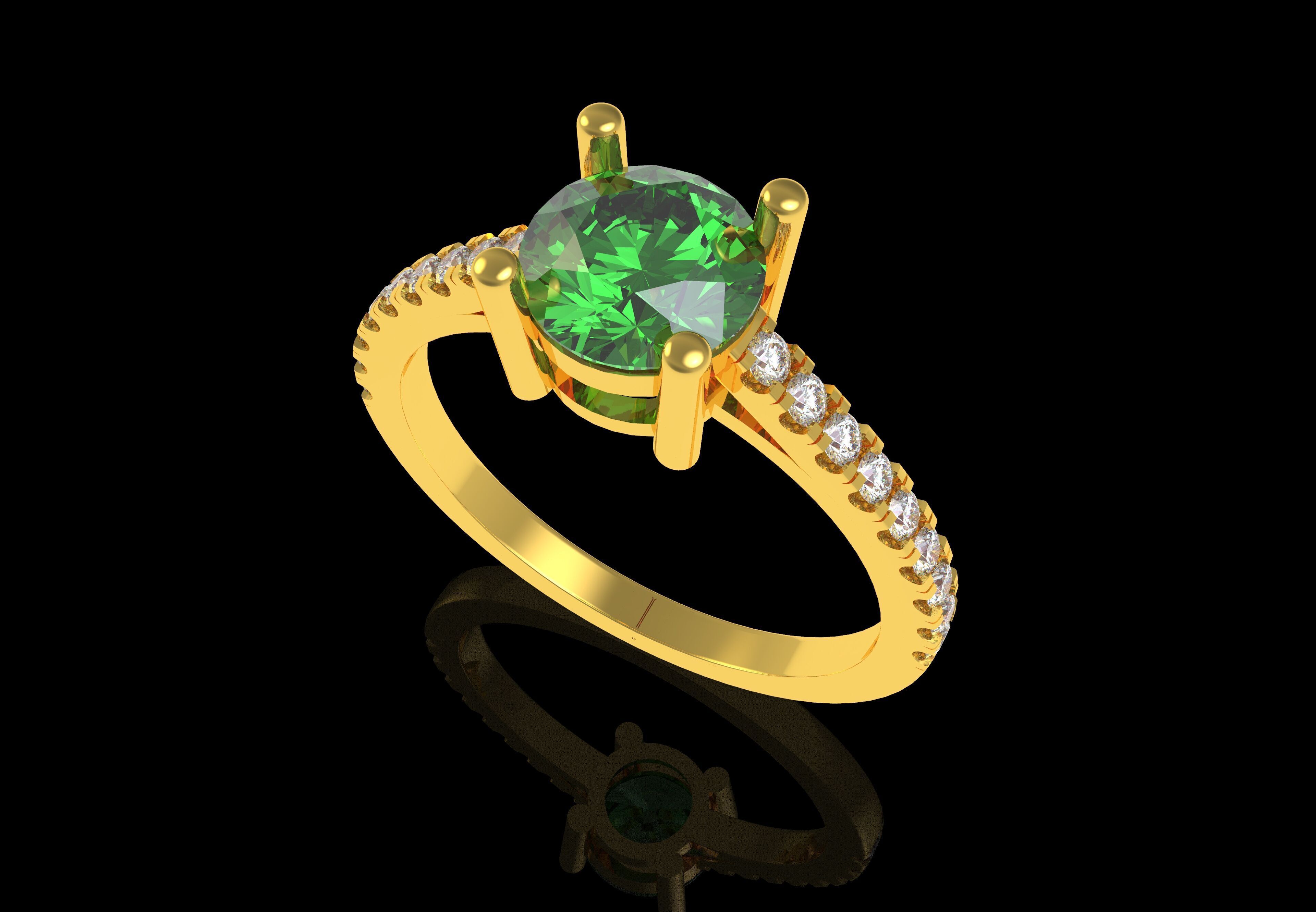 Round Stone with Micro Prong Setting Solitaire Ring 3D print model_19