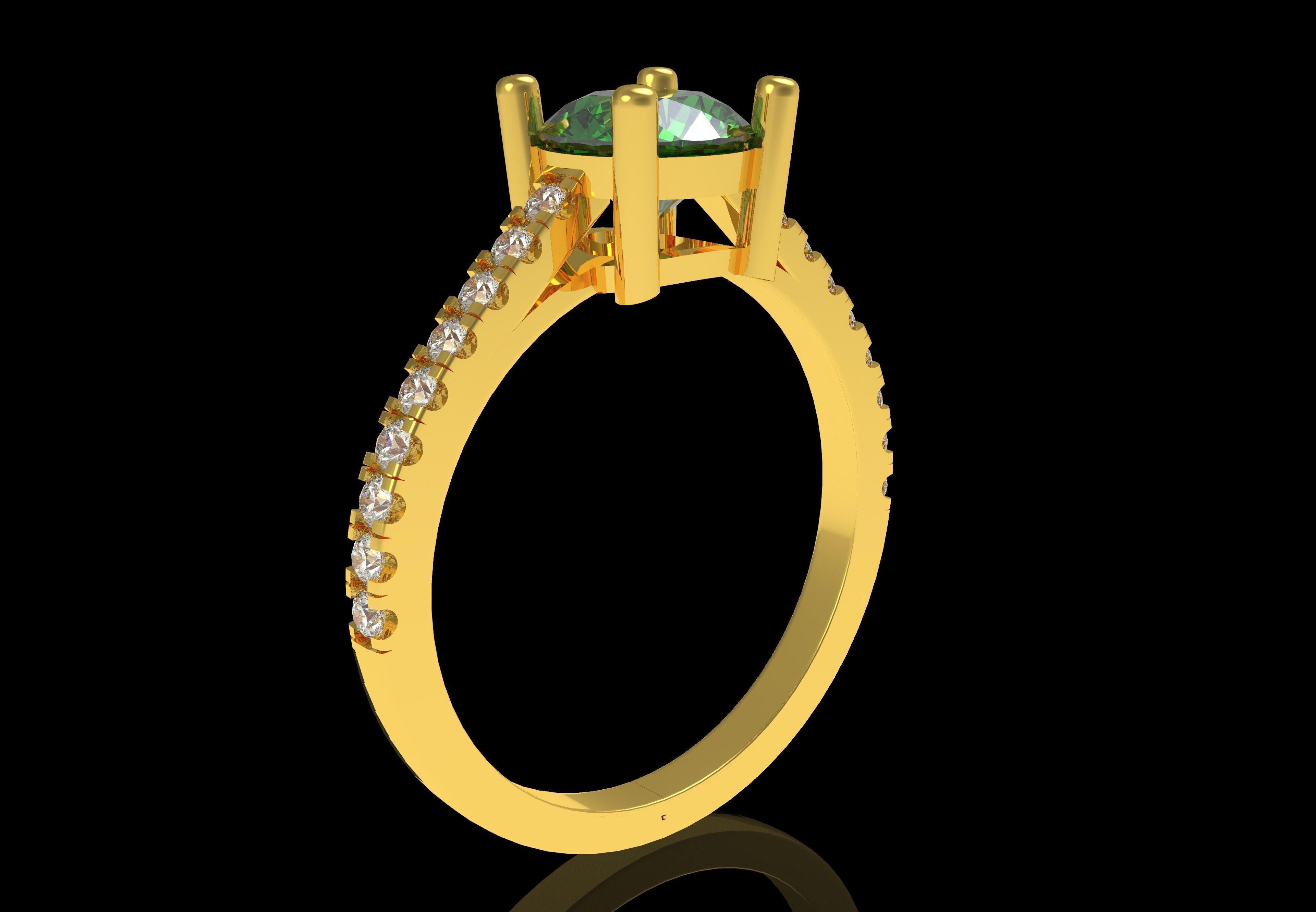 Round Stone with Micro Prong Setting Solitaire Ring 3D print model_22