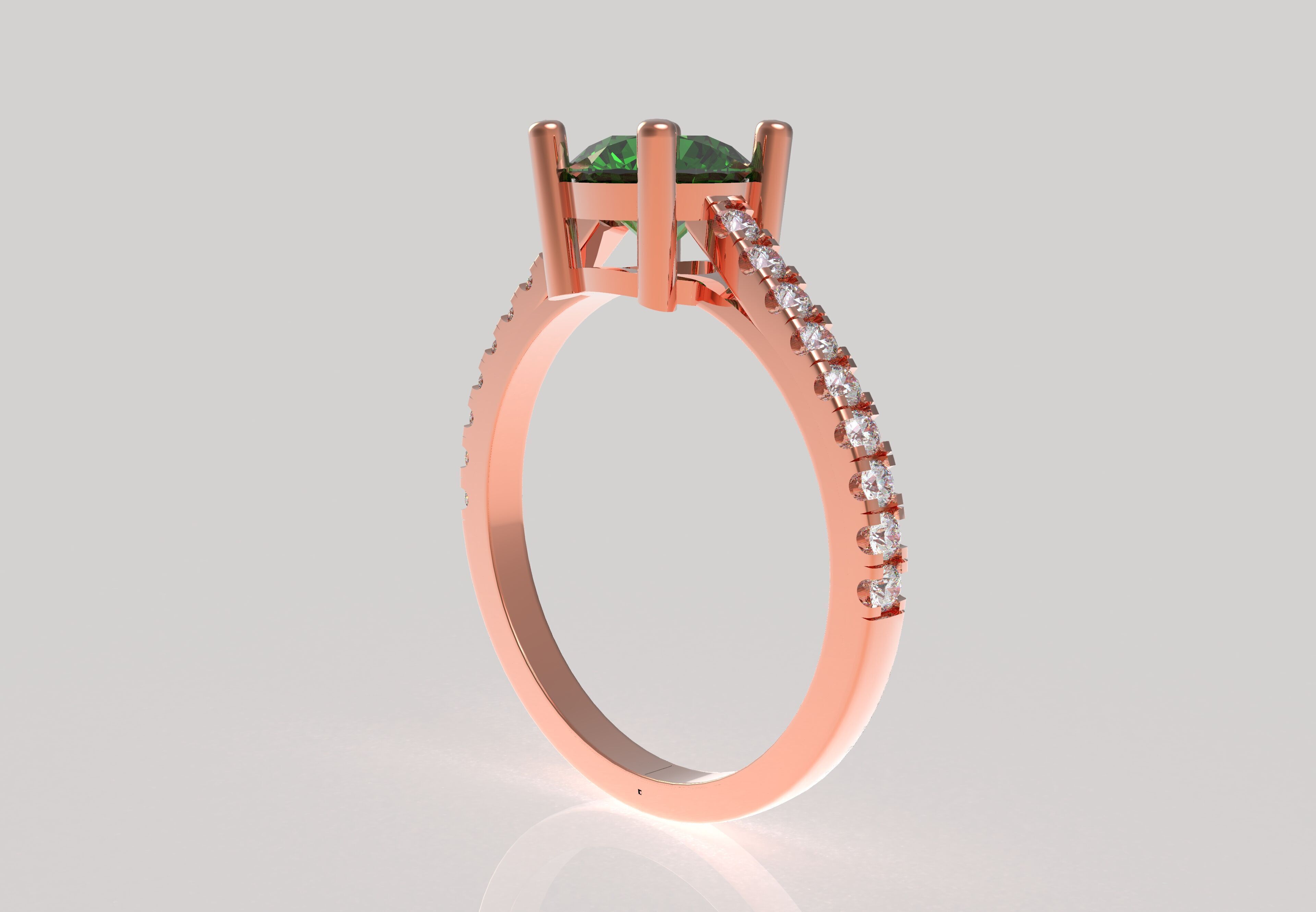 Round Stone with Micro Prong Setting Solitaire Ring 3D print model_11