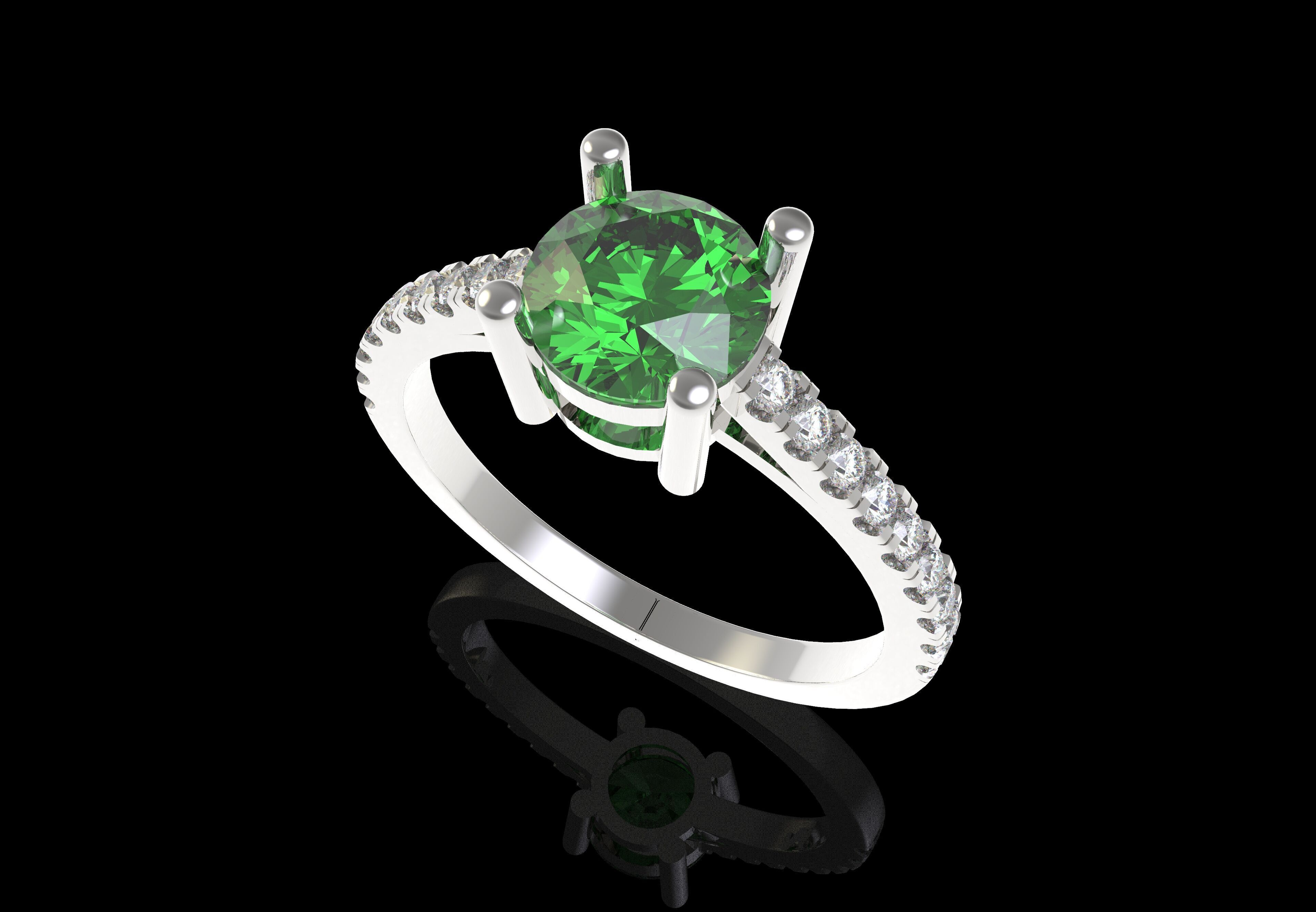 Round Stone with Micro Prong Setting Solitaire Ring 3D print model_14