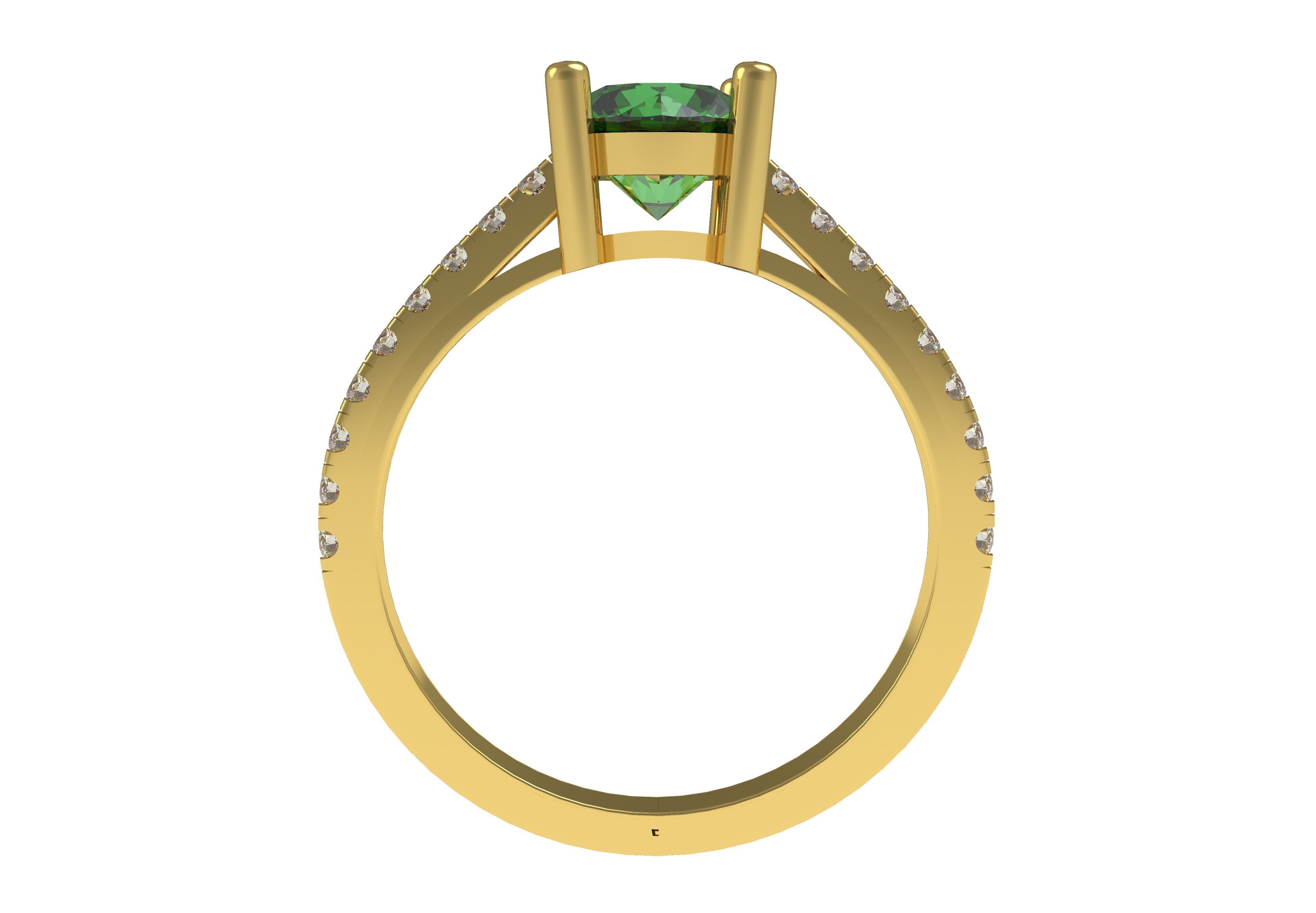 Round Stone with Micro Prong Setting Solitaire Ring 3D print model_4