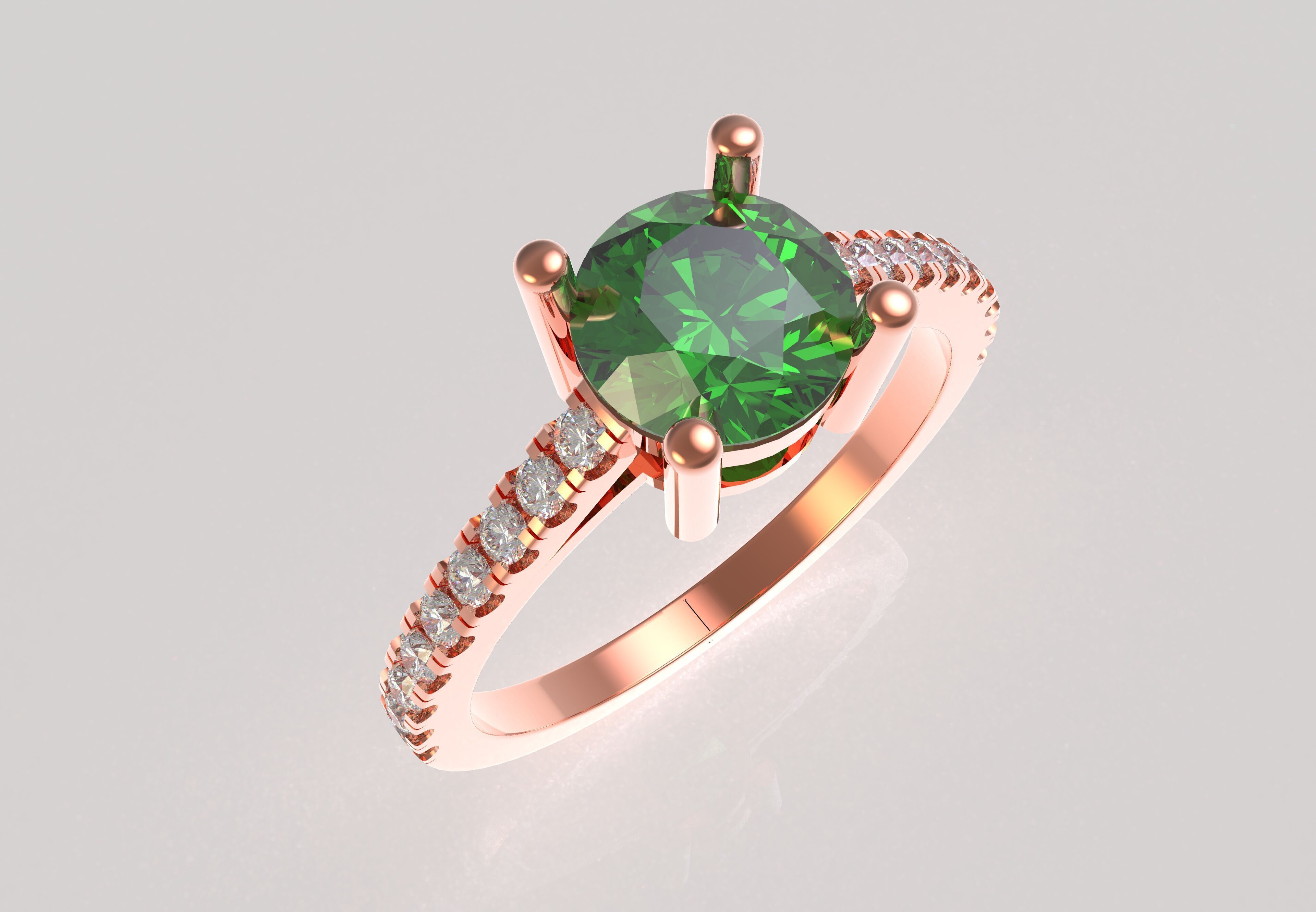 Round Stone with Micro Prong Setting Solitaire Ring 3D print model_10