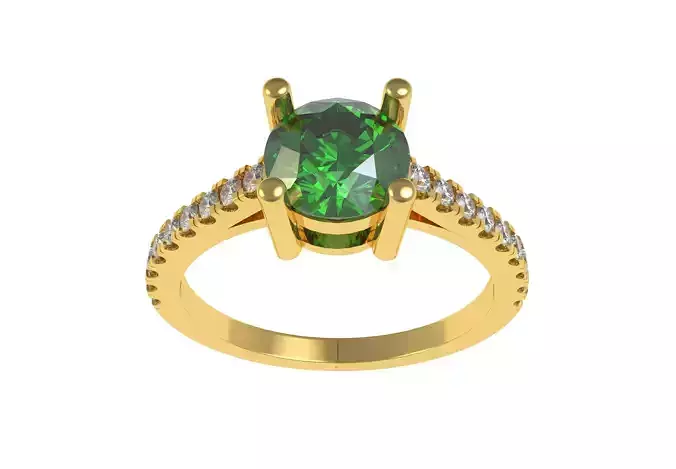 Round Stone with Micro Prong Setting Solitaire Ring