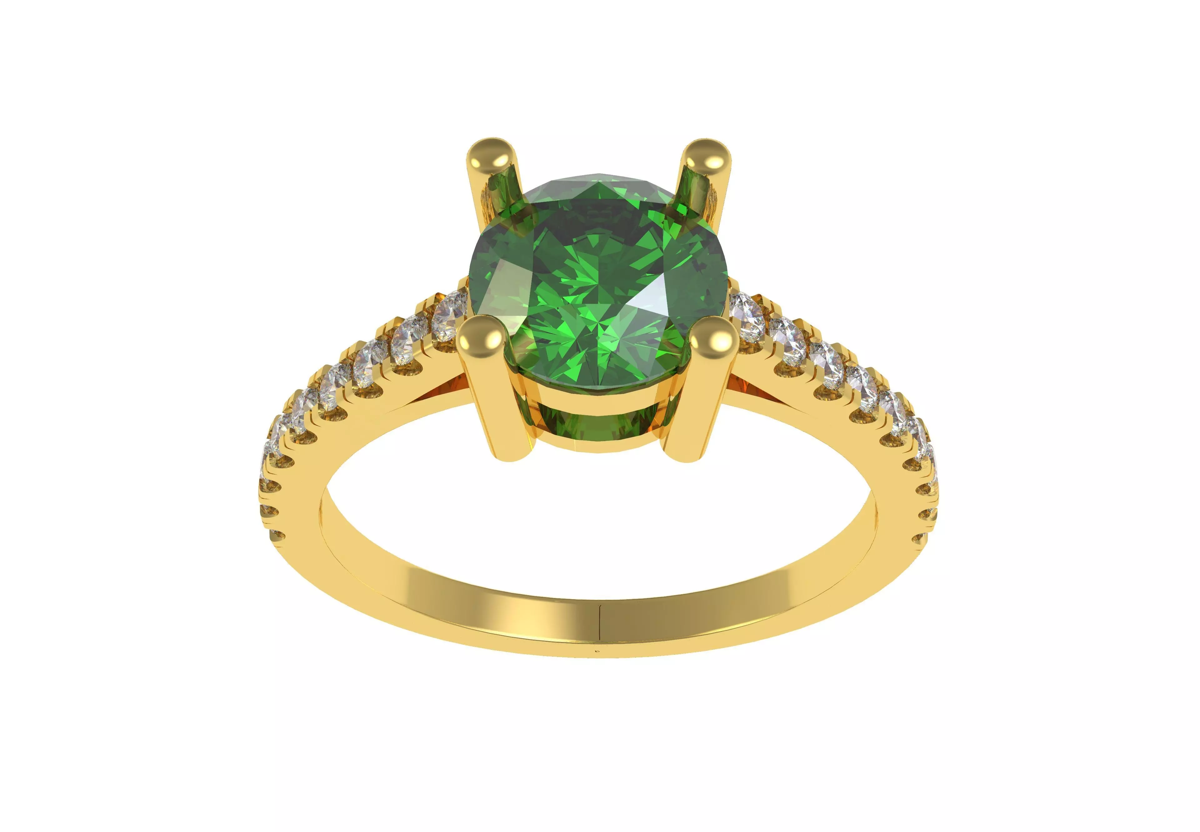 Round Stone with Micro Prong Setting Solitaire Ring 3D print model_0