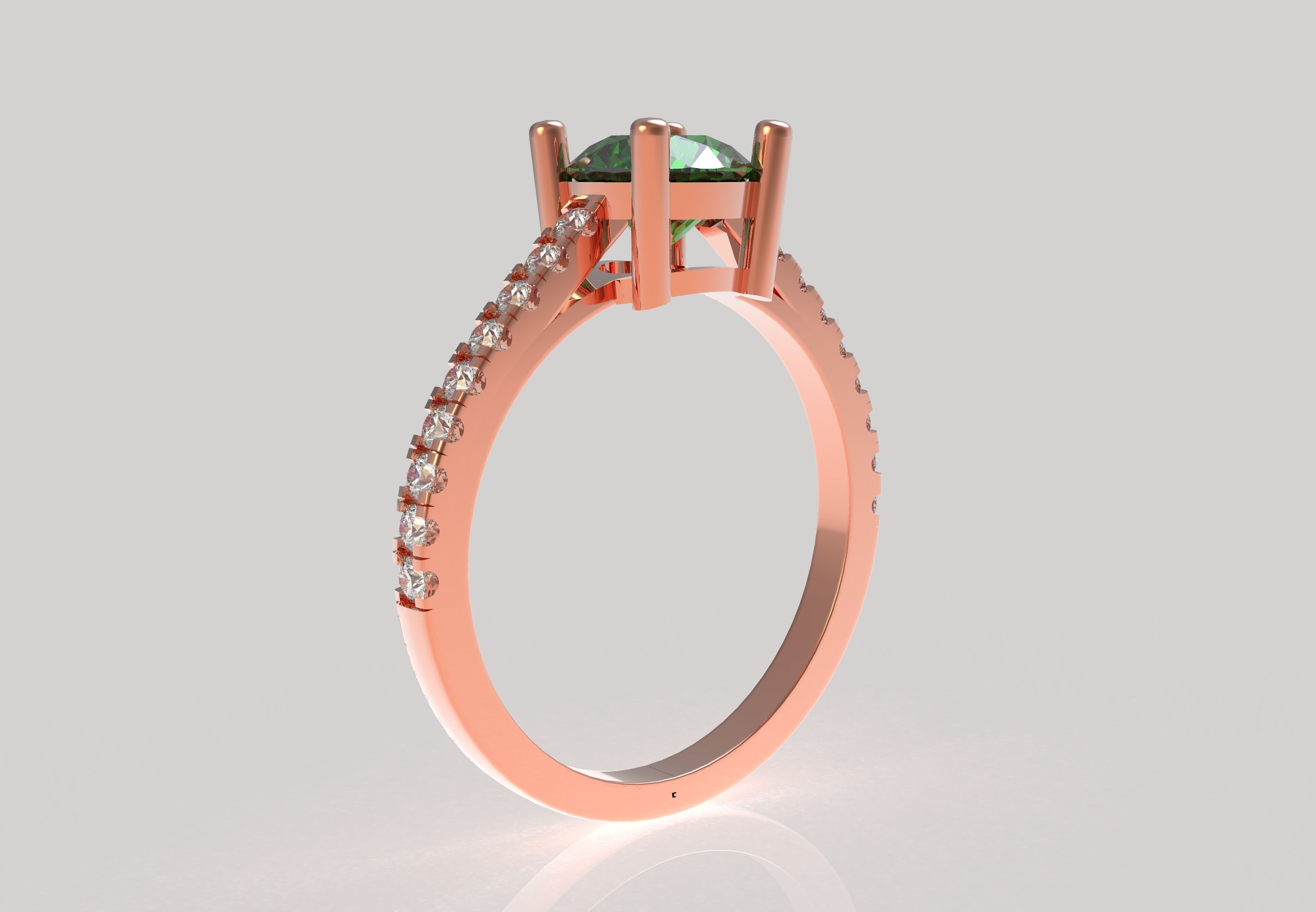 Round Stone with Micro Prong Setting Solitaire Ring 3D print model_12
