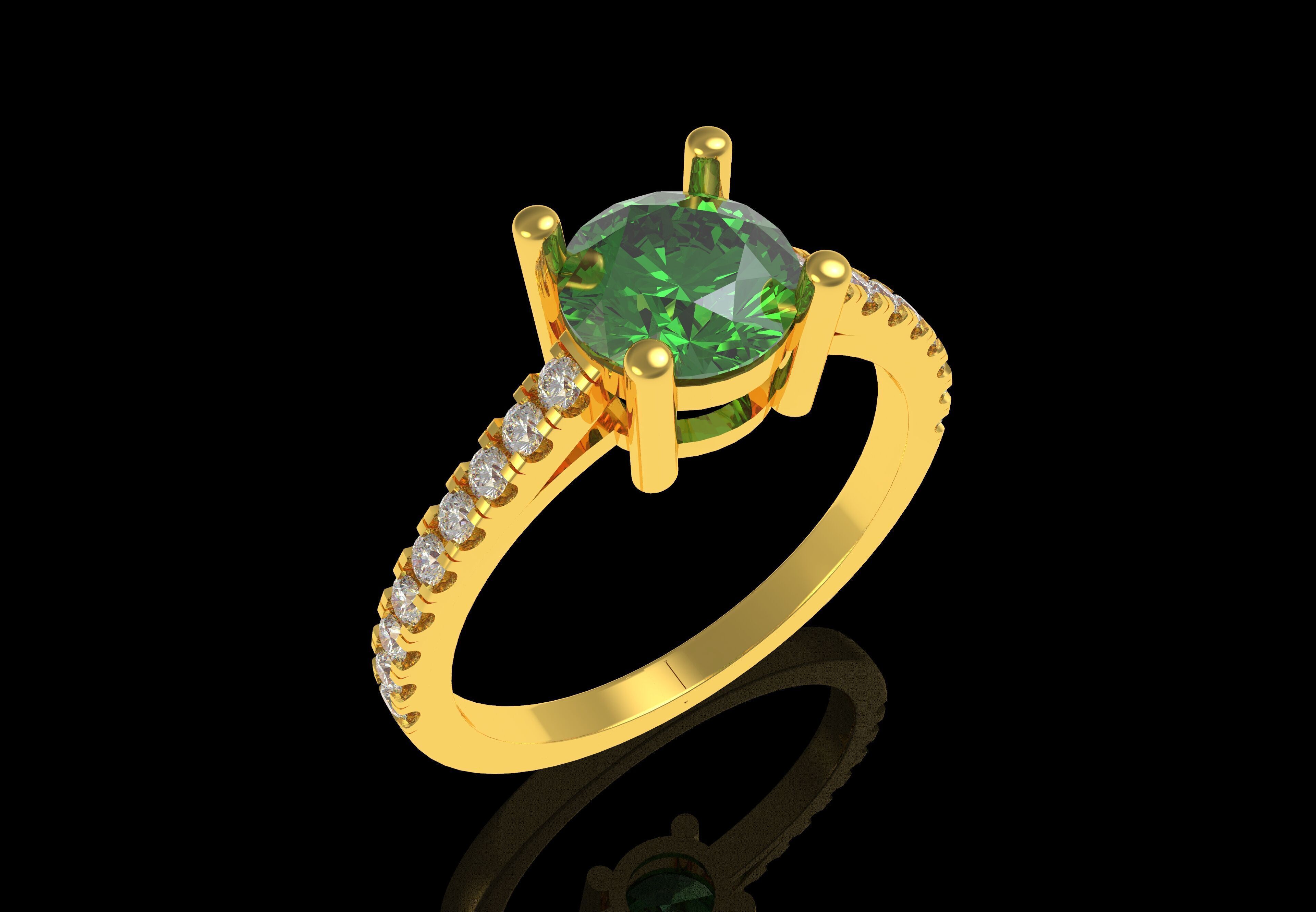 Round Stone with Micro Prong Setting Solitaire Ring 3D print model_20