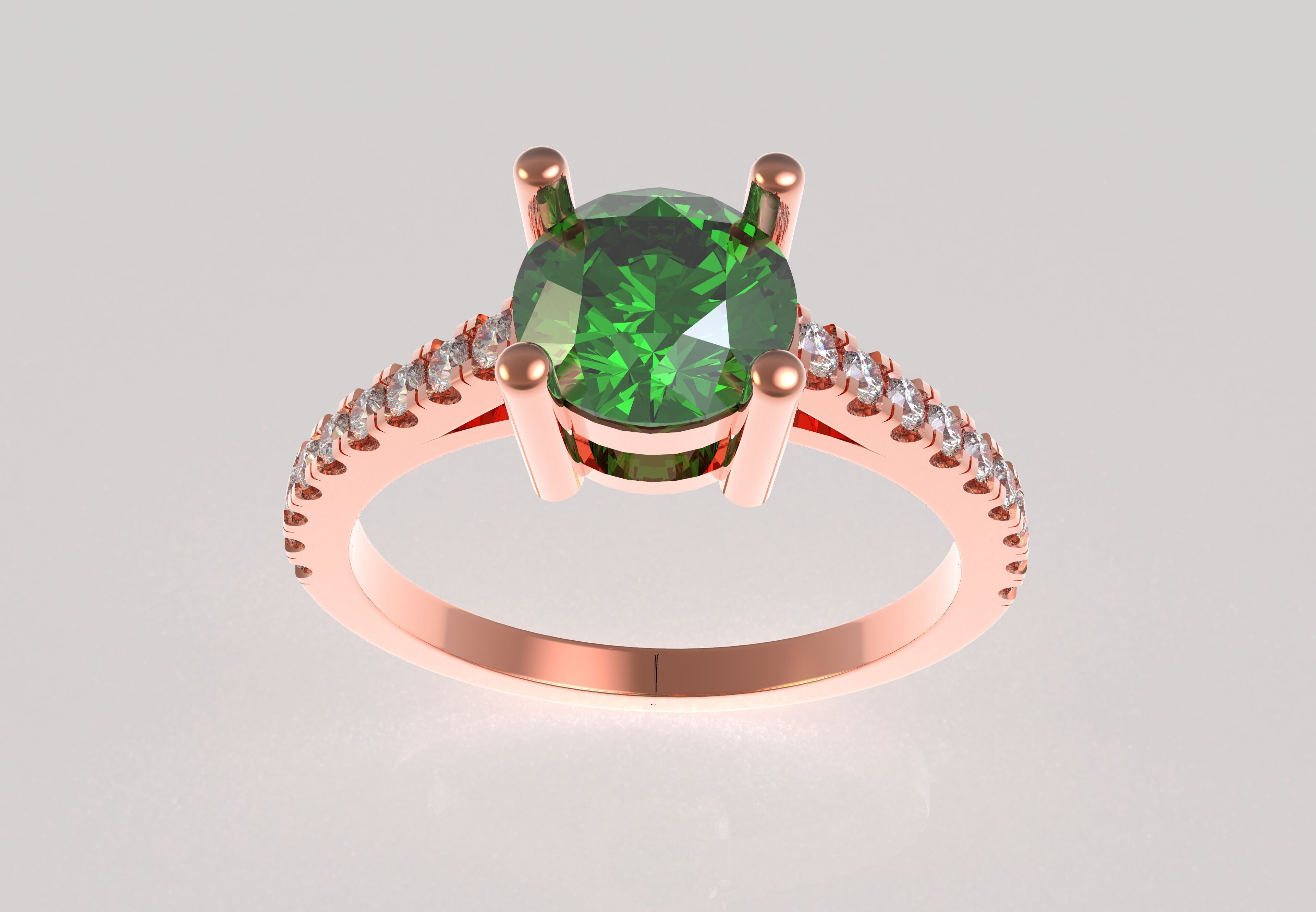 Round Stone with Micro Prong Setting Solitaire Ring 3D print model_8