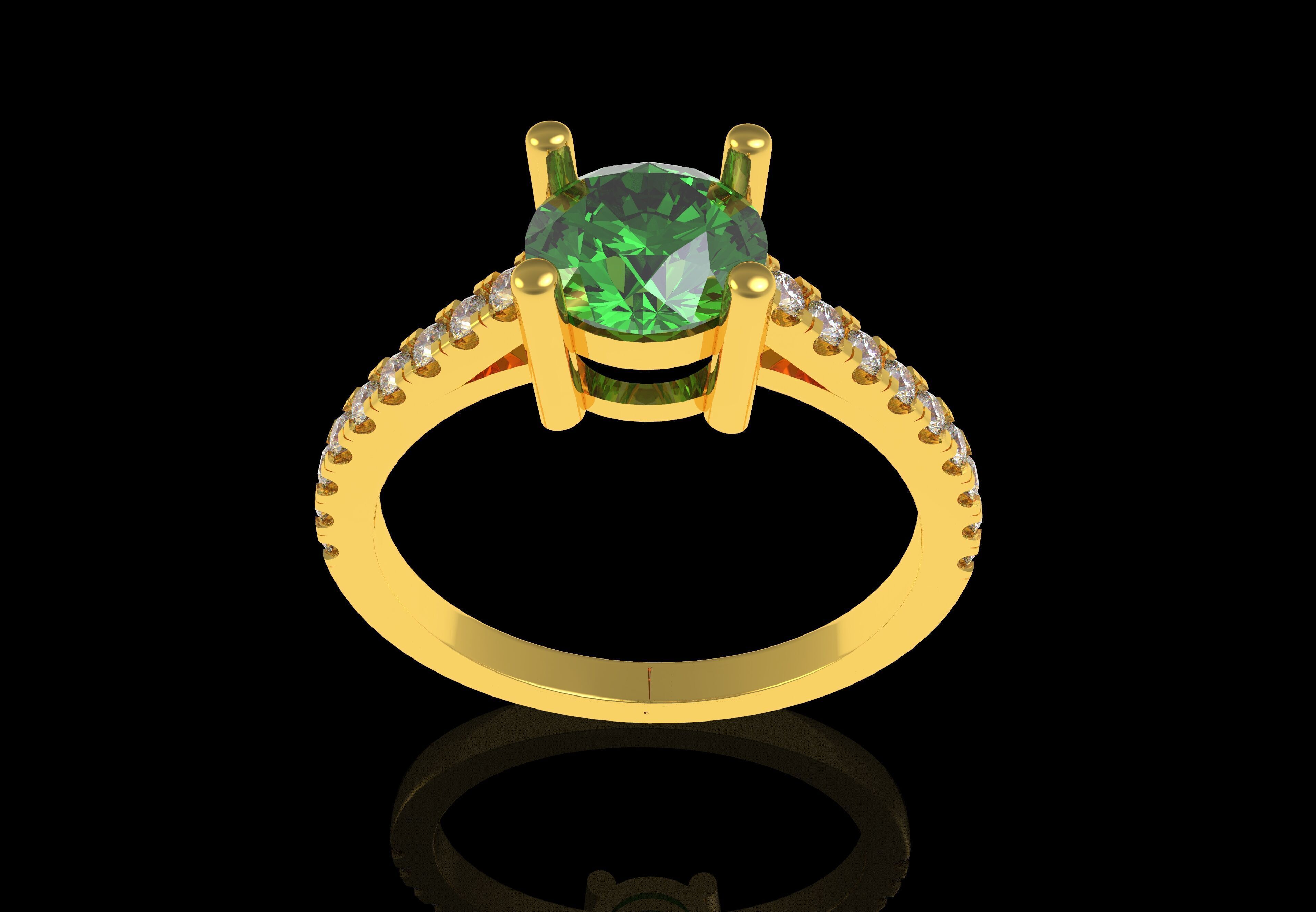 Round Stone with Micro Prong Setting Solitaire Ring 3D print model_18