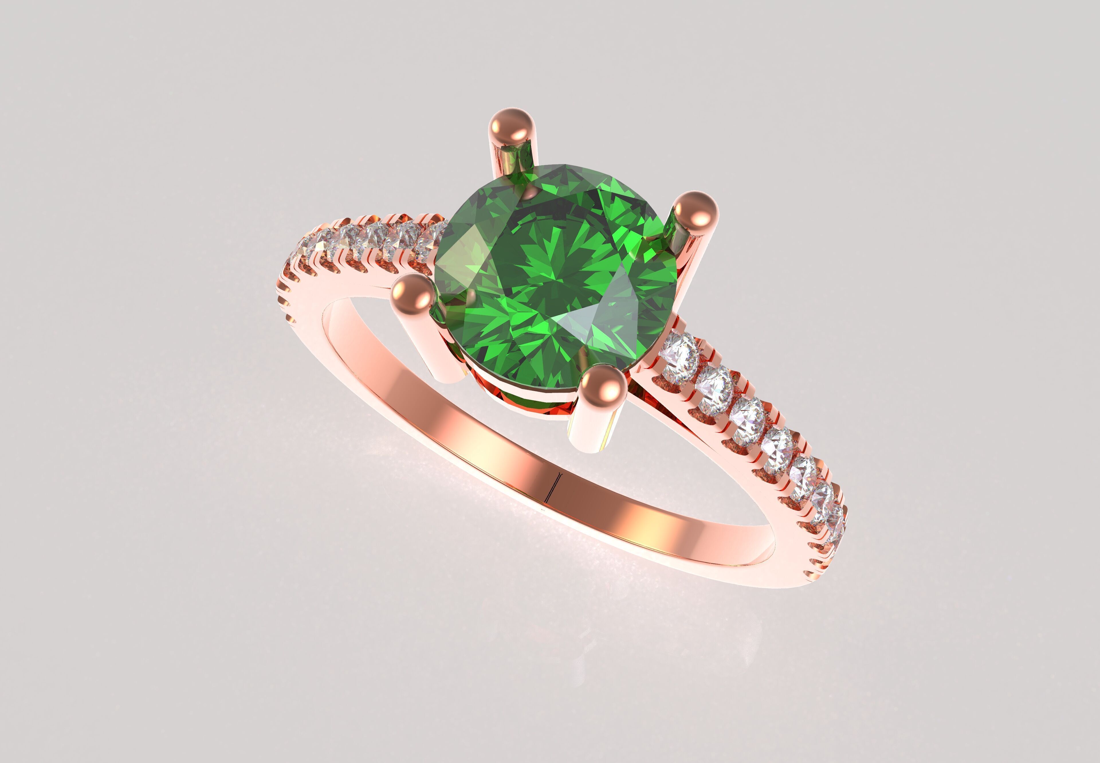 Round Stone with Micro Prong Setting Solitaire Ring 3D print model_9