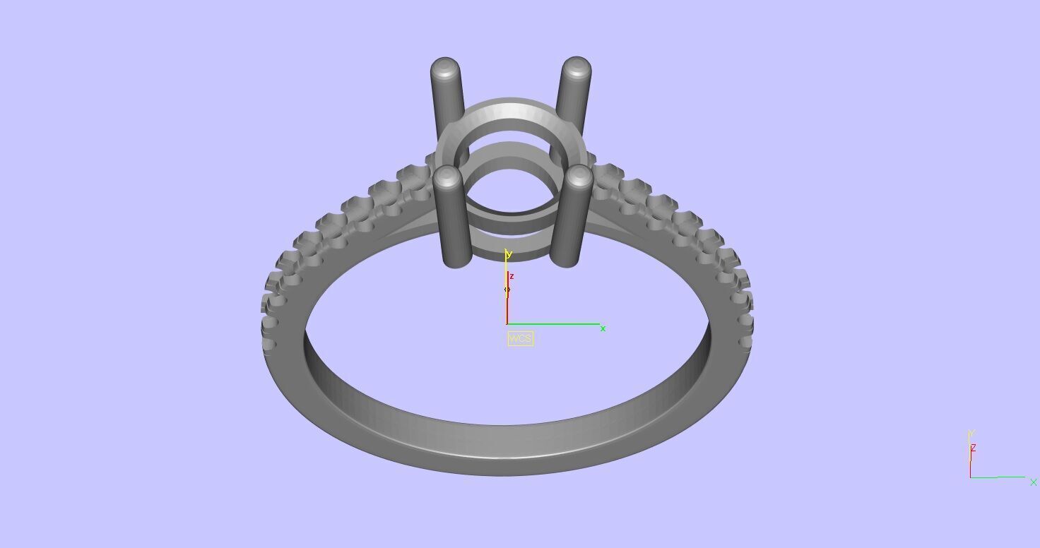 Round Stone with Micro Prong Setting Solitaire Ring 3D print model_24