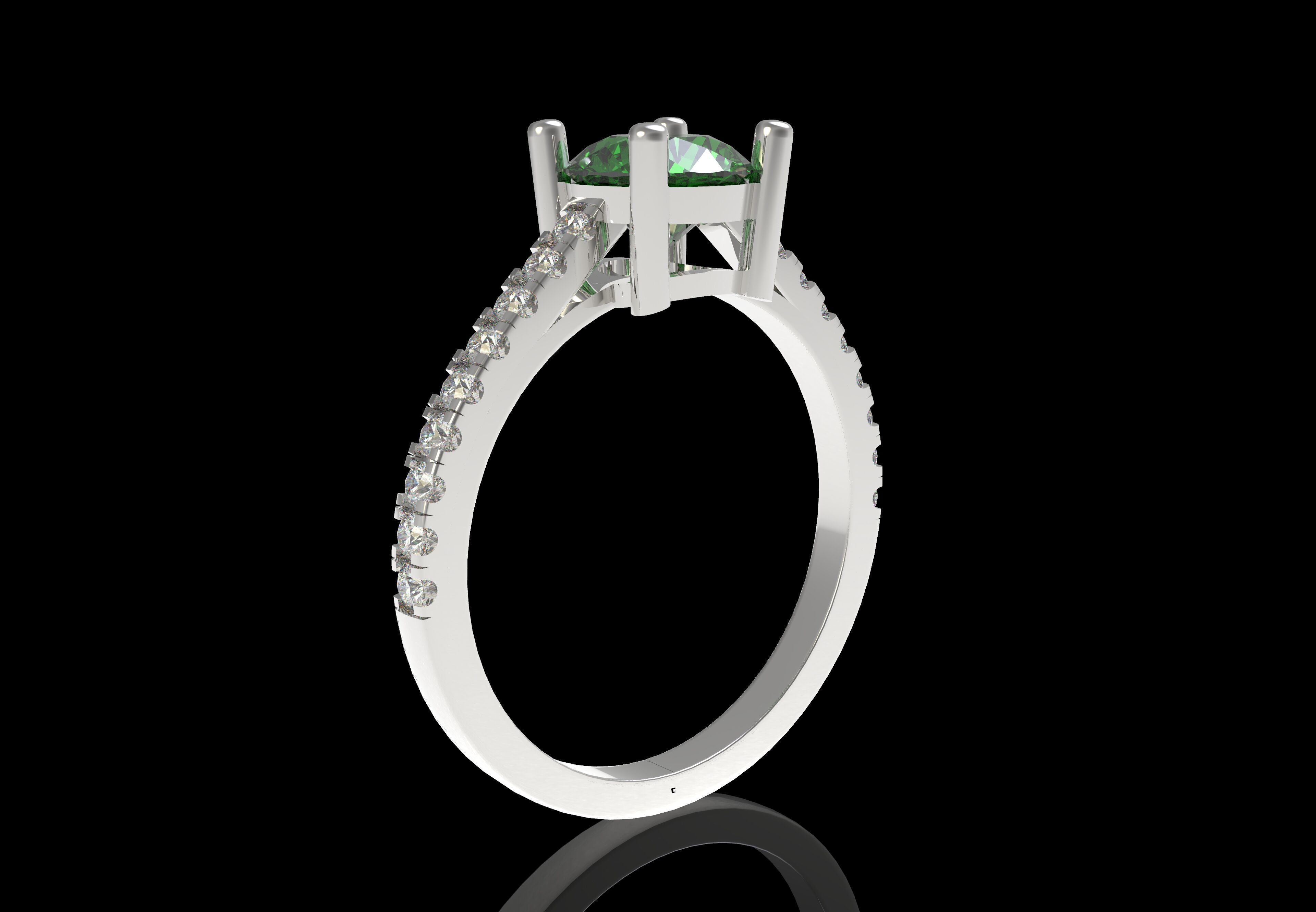 Round Stone with Micro Prong Setting Solitaire Ring 3D print model_17