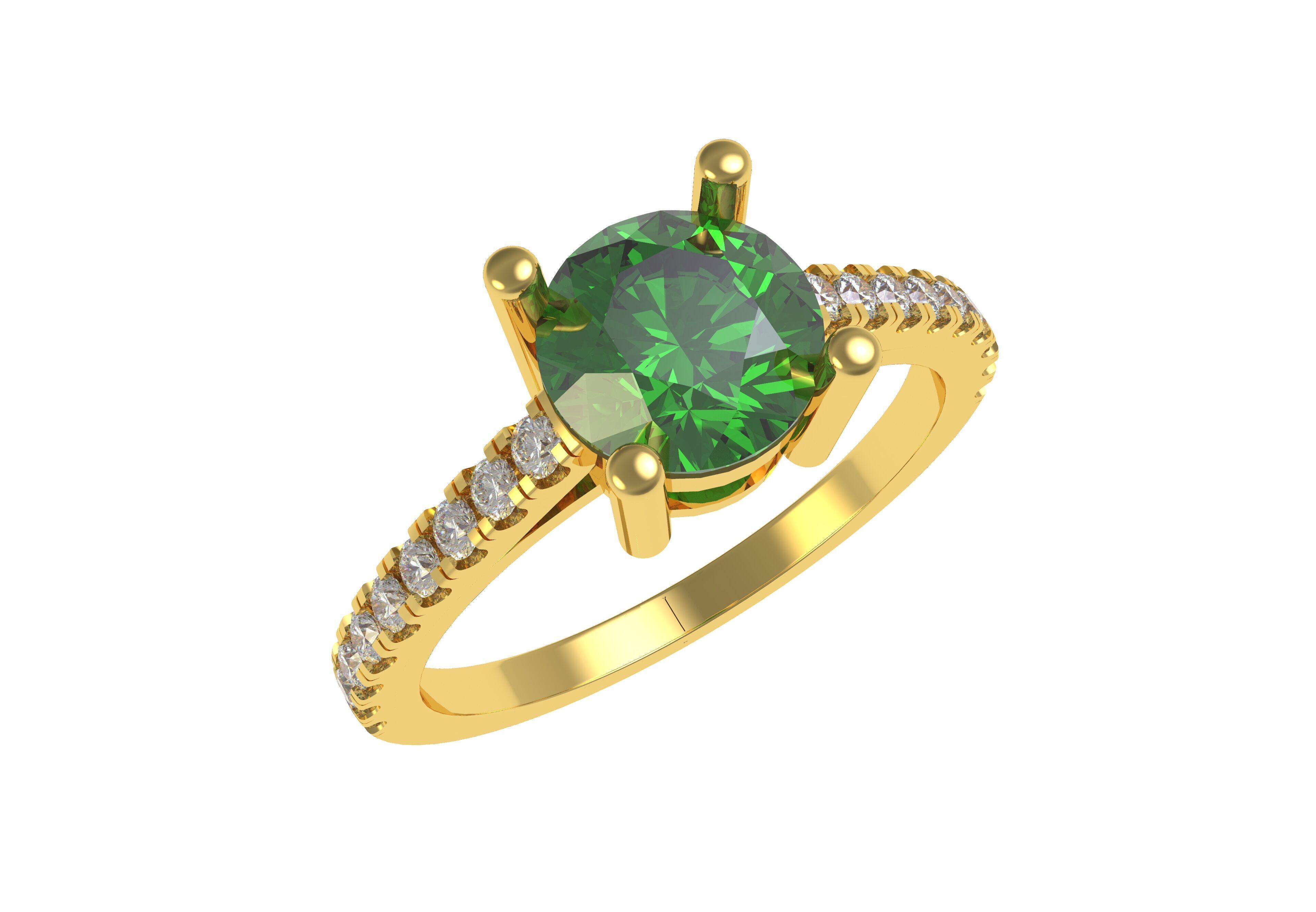 Round Stone with Micro Prong Setting Solitaire Ring 3D print model_1