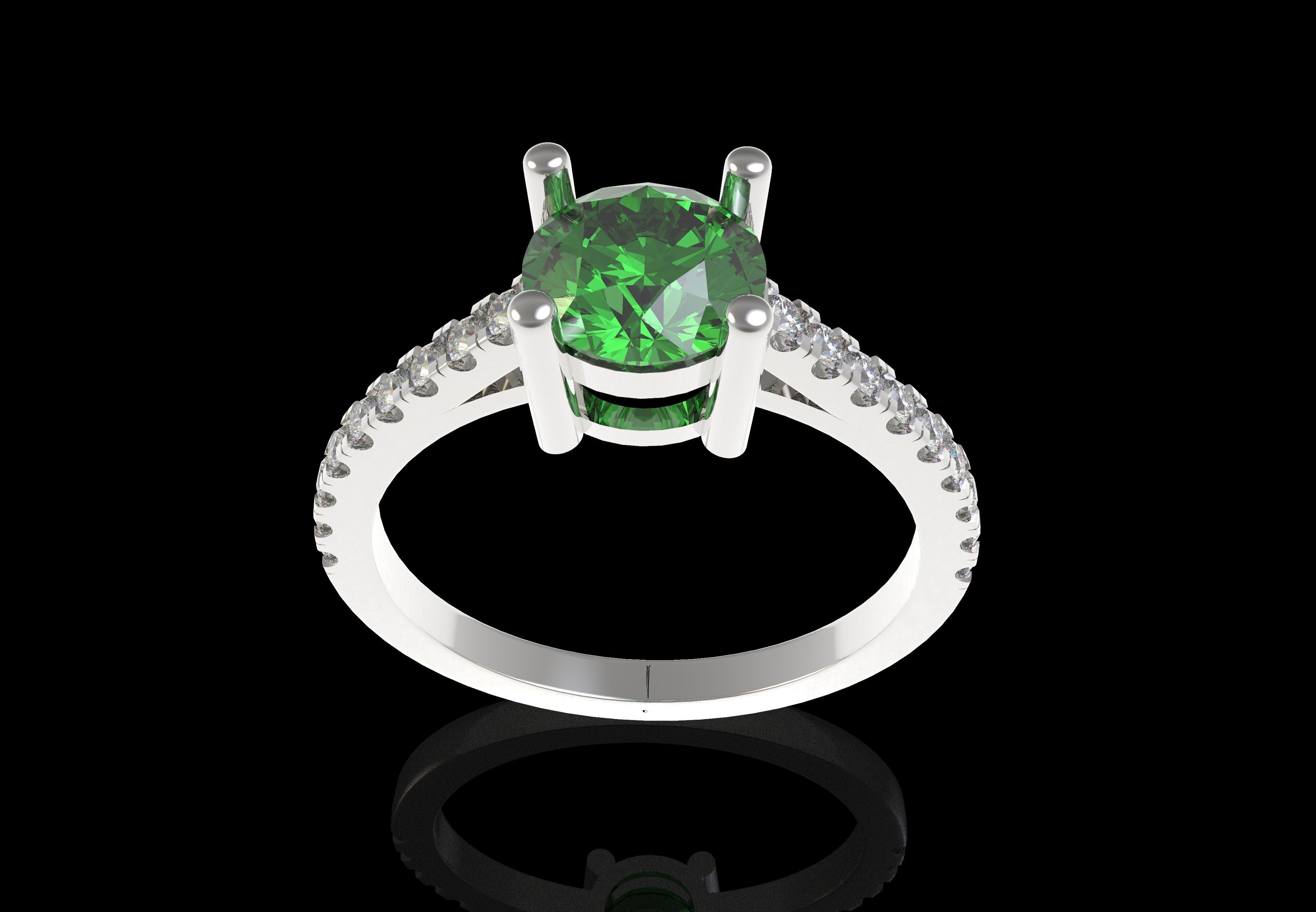 Round Stone with Micro Prong Setting Solitaire Ring 3D print model_13