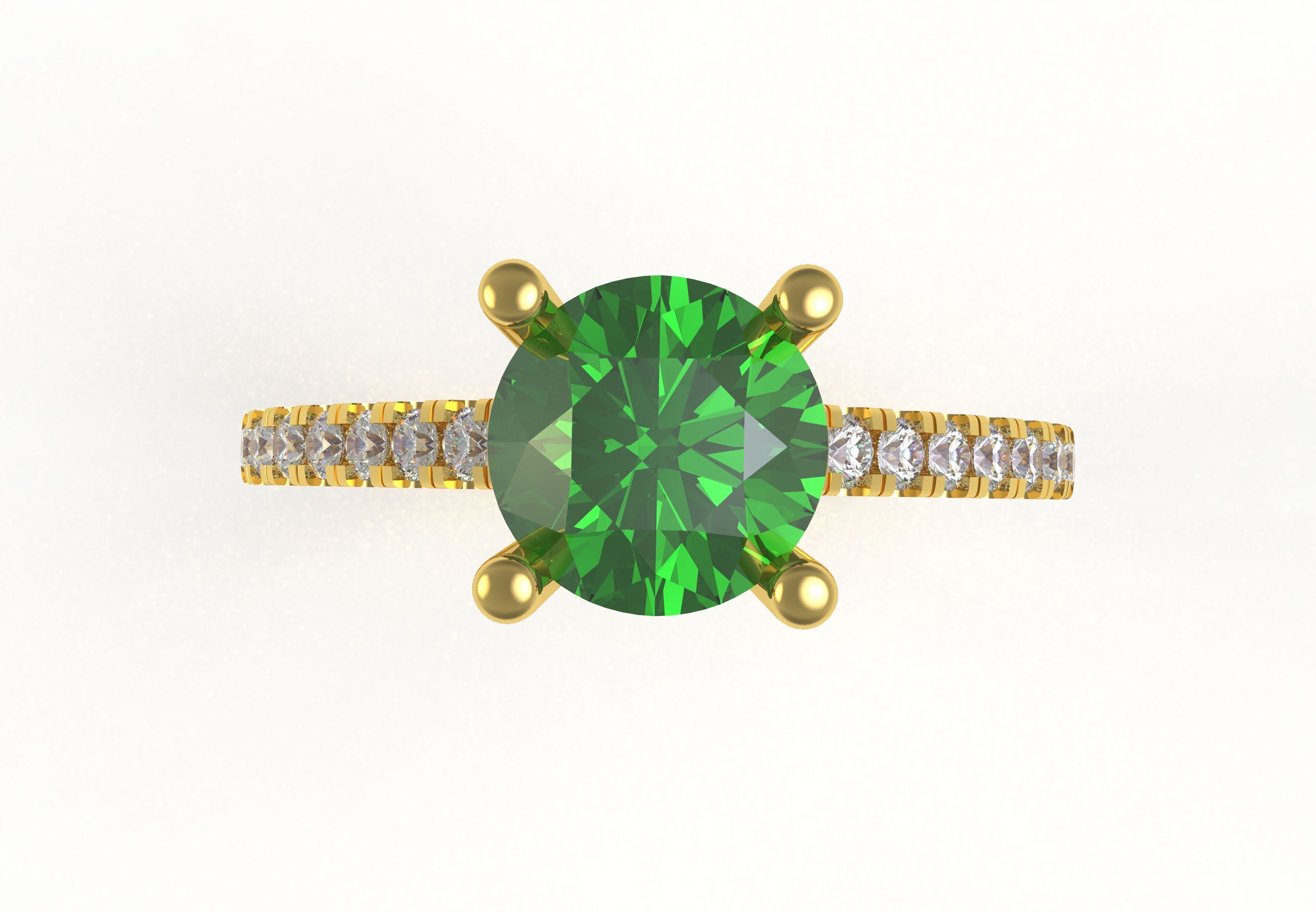 Round Stone with Micro Prong Setting Solitaire Ring 3D print model_3