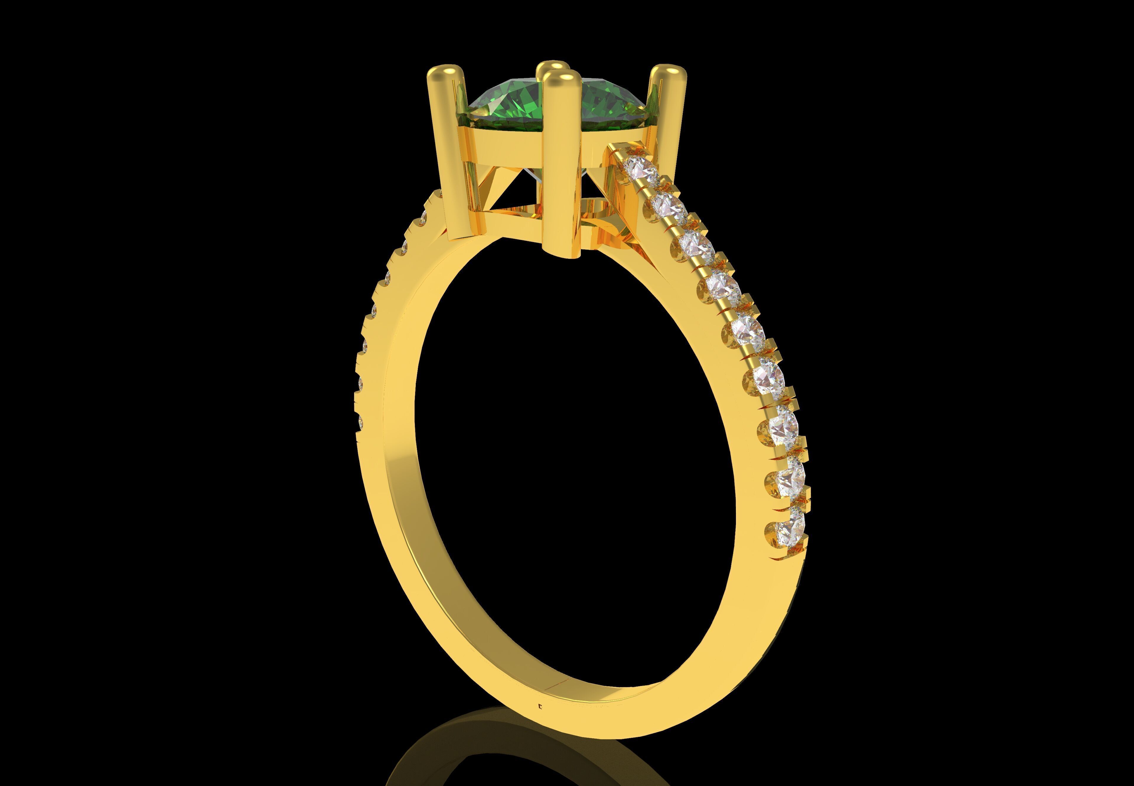 Round Stone with Micro Prong Setting Solitaire Ring 3D print model_21