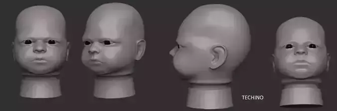 Newborn Baby Head 3D Print 3D print model