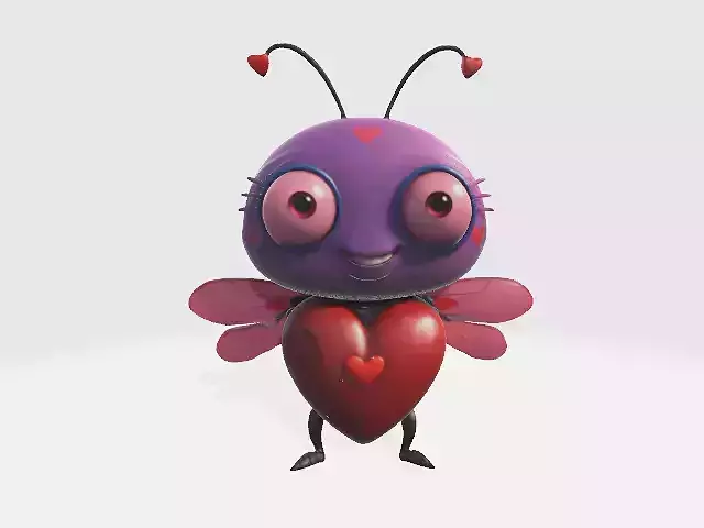 cartoon love bug Low-poly 3D model