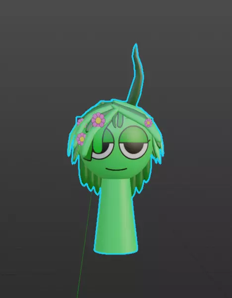 Sprunki 3D Incredibox Vineria Green Low-poly 3D model