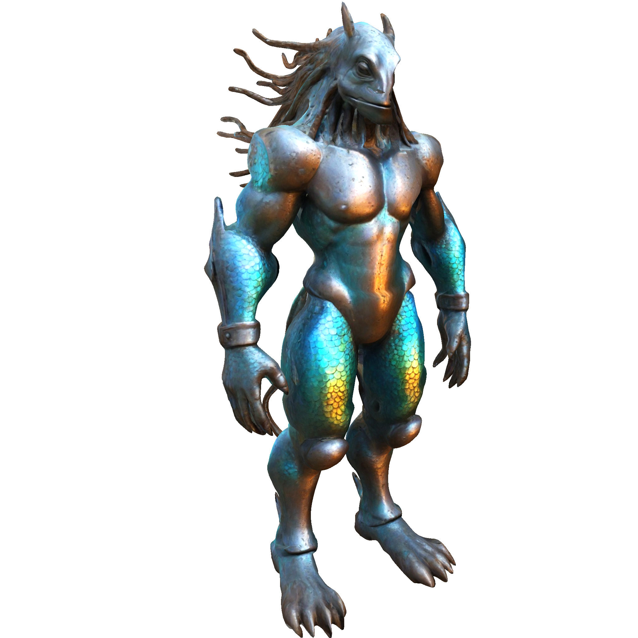 Aquatic Guardian - Iridescent Warrior 3D print model_1