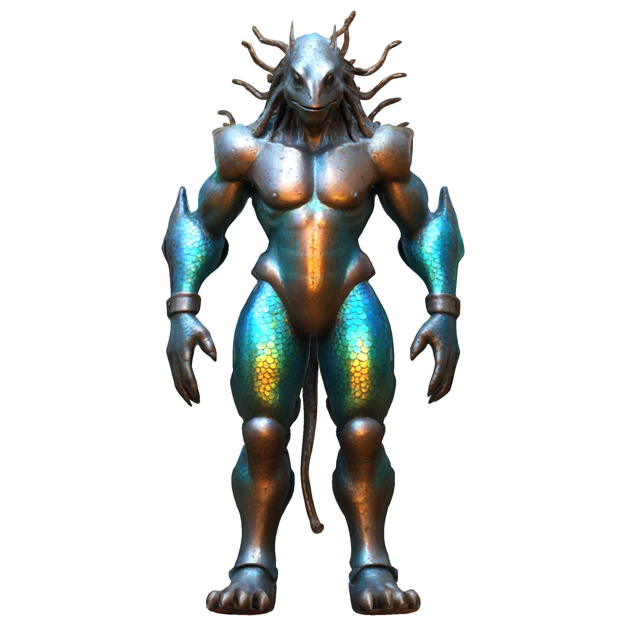 Aquatic Guardian - Iridescent Warrior 3D print model_3